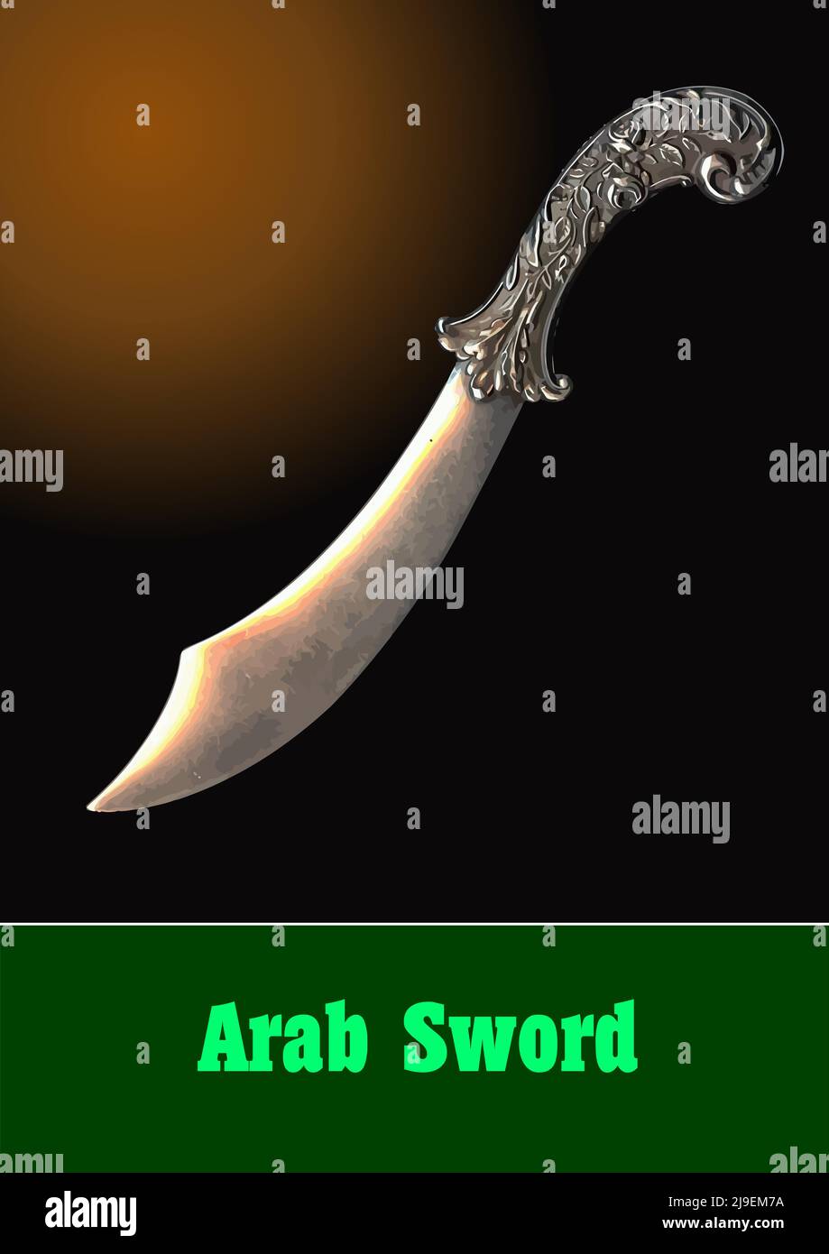 Arab Sword on black. 3D color vector illustration Stock Vector