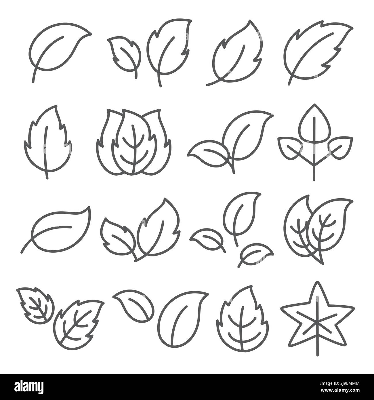 Leaf line icons set on white background Stock Vector Image & Art - Alamy