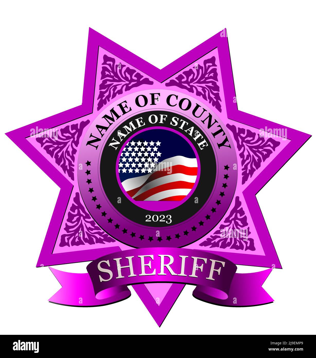 Sheriff s badge on a white background. 3d vector illustration Stock Vector