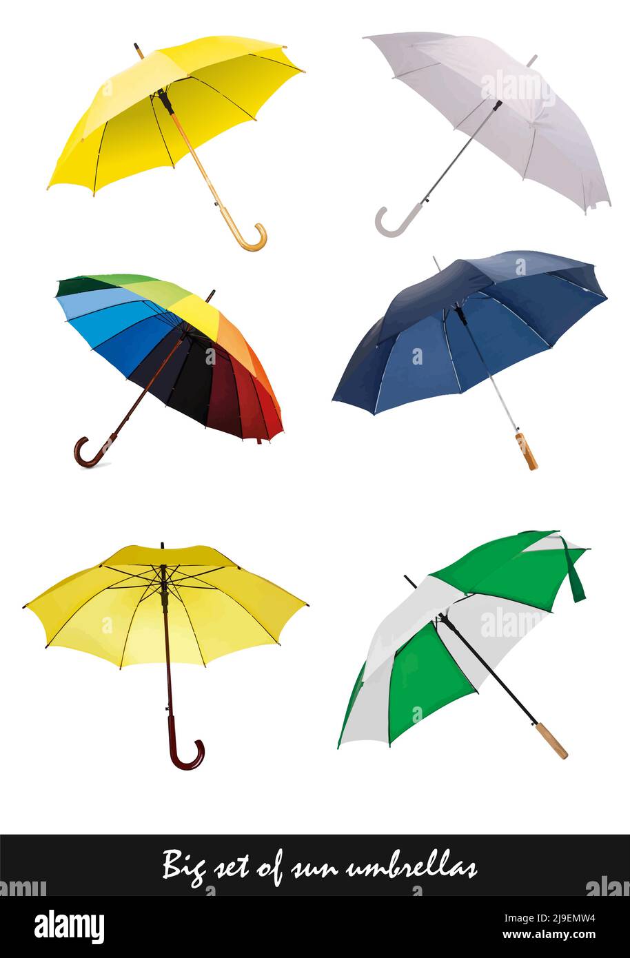 Big set of sun umbrellas. Vector 3d color illustration Stock Vector Image & Art - Alamy