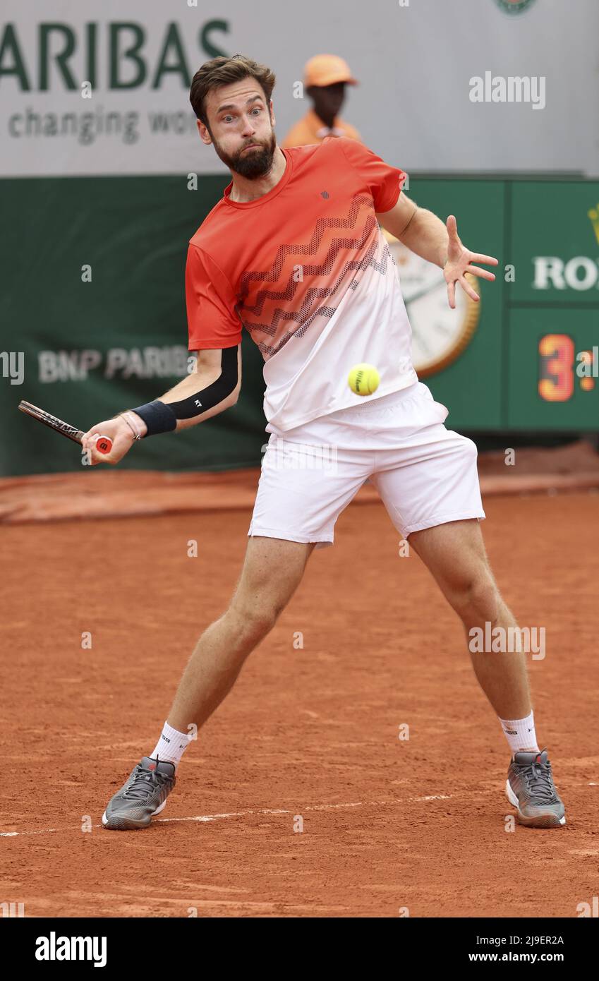 May 22, 2022, Paris, France: Quentin Halys of France during day 1 of the  French Open 2022, a tennis Grand Slam tournament on May 22, 2022 at  Roland-Garros stadium in Paris, France -
