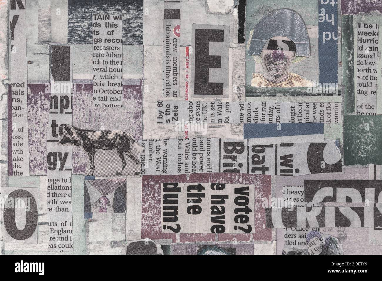 Handmade mixed fonts background made of contemporary newspaper pieces in  moody tones. Highly detailed mixed media multilayered abstract design Stock  Photo - Alamy, image size:1300x956