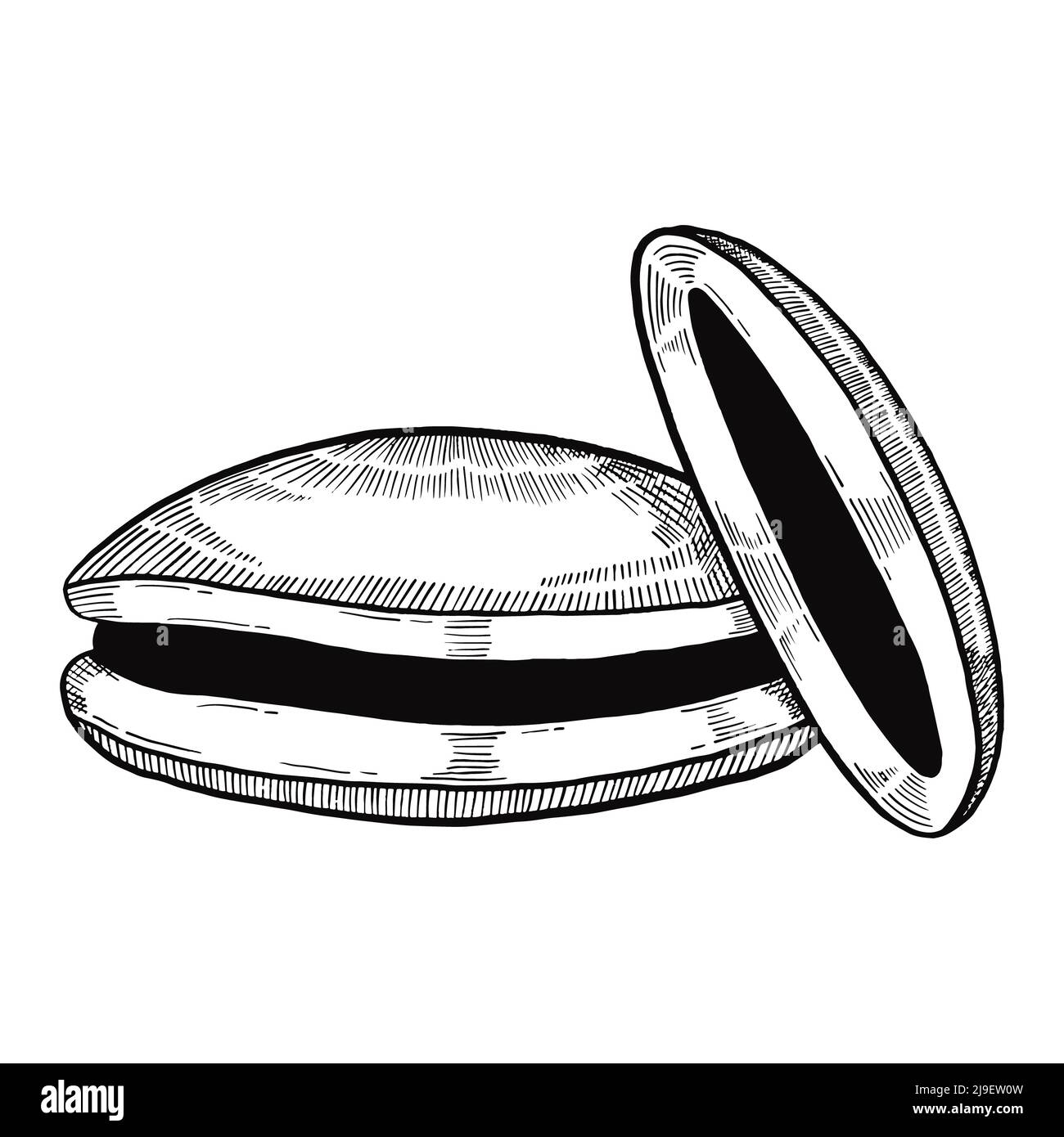 dorayaki japan or japanese traditional food doodle hand drawn sketch with outline style vector illustration Stock Photo
