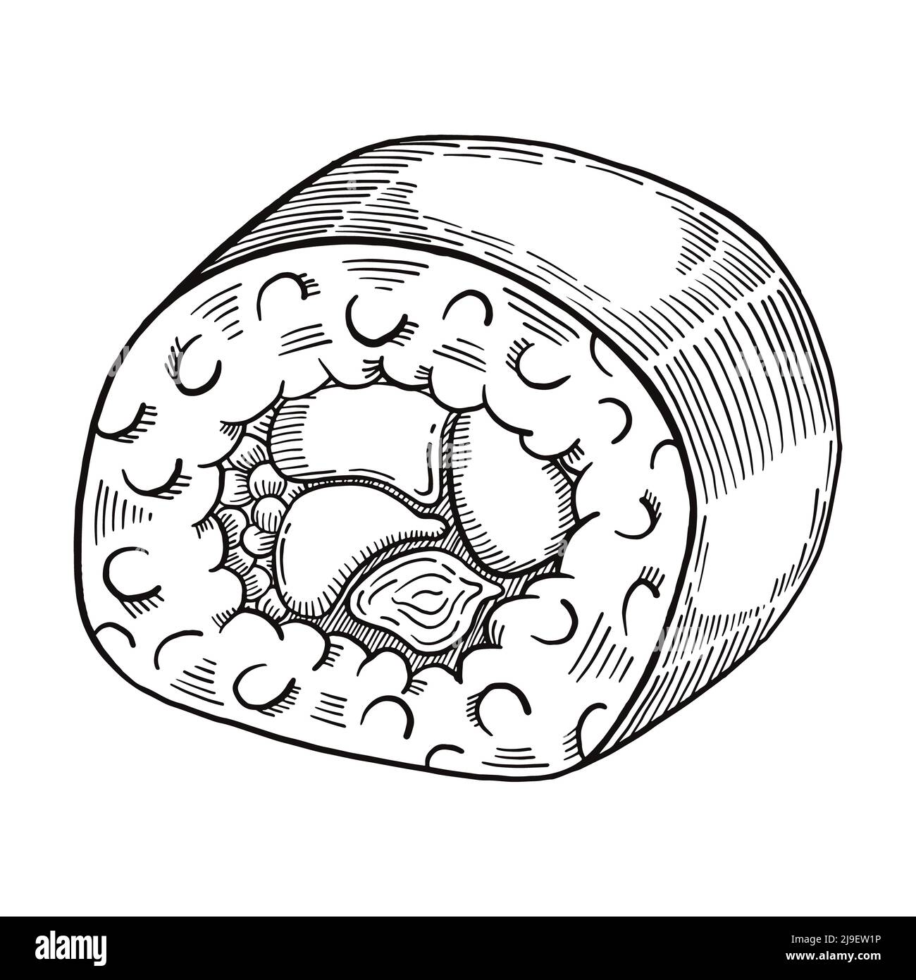maki sushi japan or japanese traditional food doodle hand drawn sketch