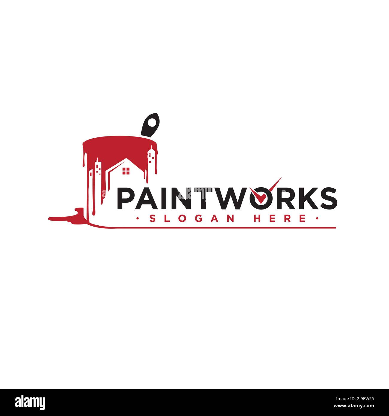 PaintWork letter for House painting service, decor and repair icon