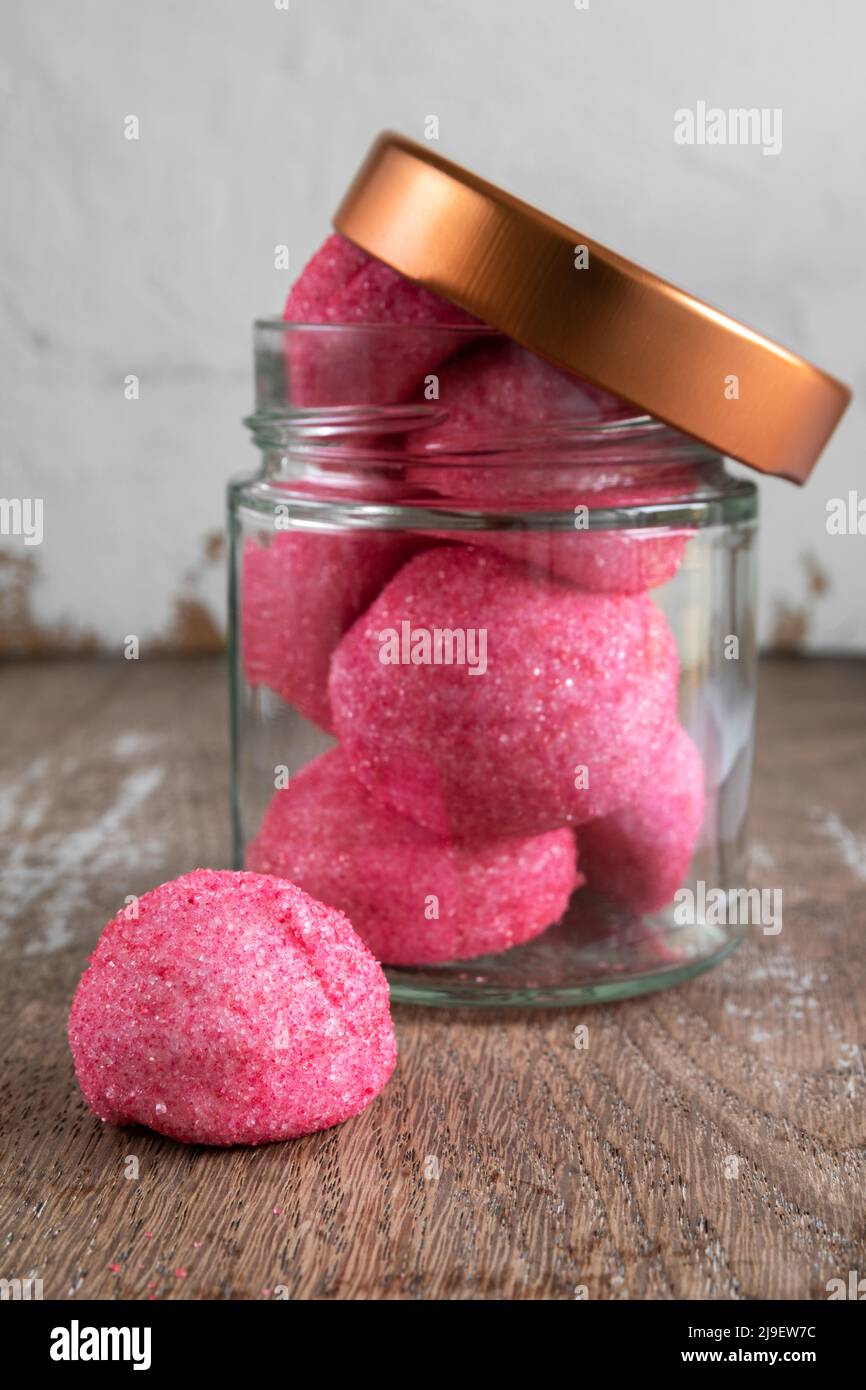 pink candy on rustic background Stock Photo