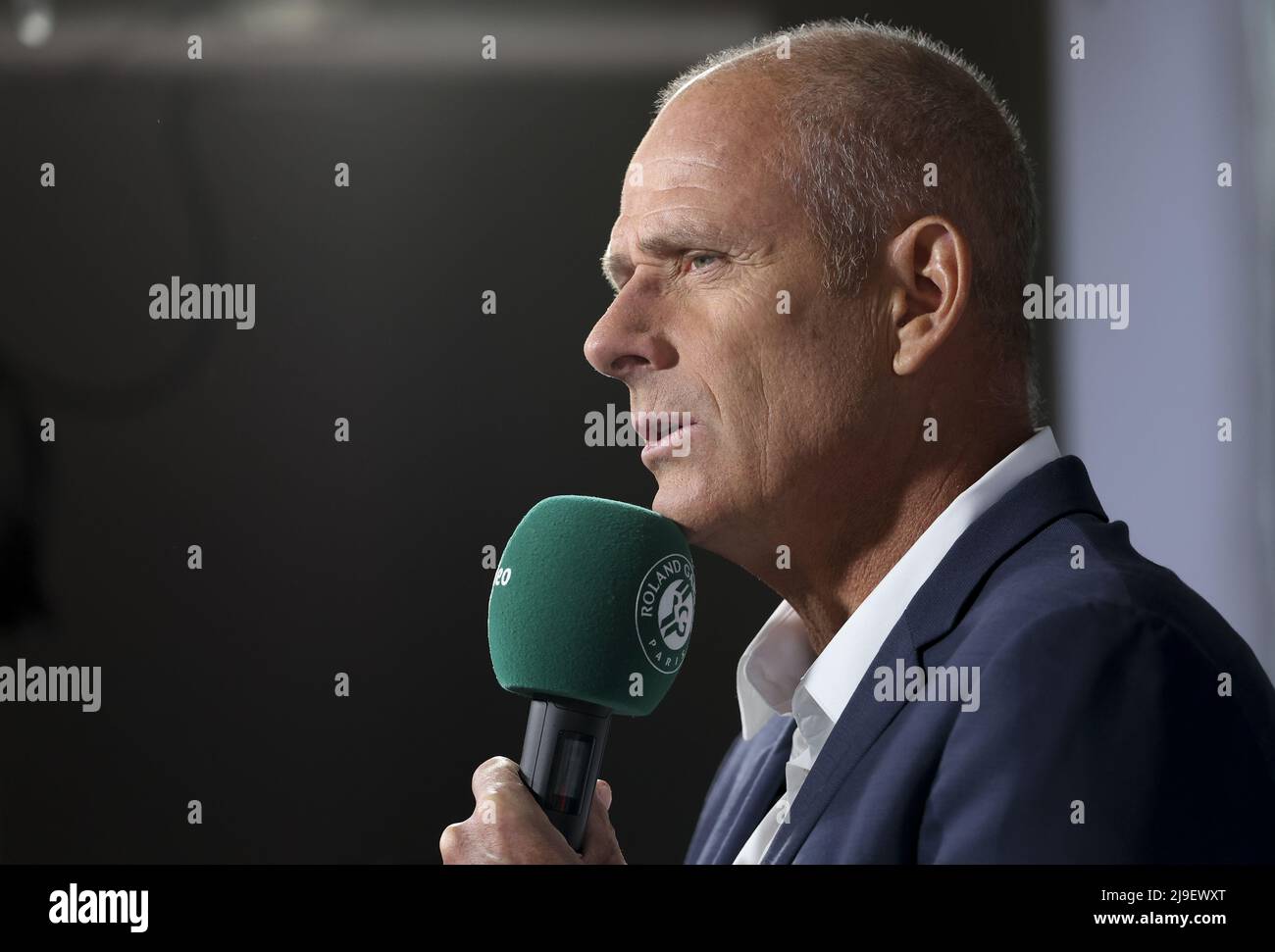 May 22, 2022, Paris, France: Guy Forget comments for Amazon Prime Video day  1 of the French Open 2022, a tennis Grand Slam tournament on May 22, 2022  at Roland-Garros stadium in