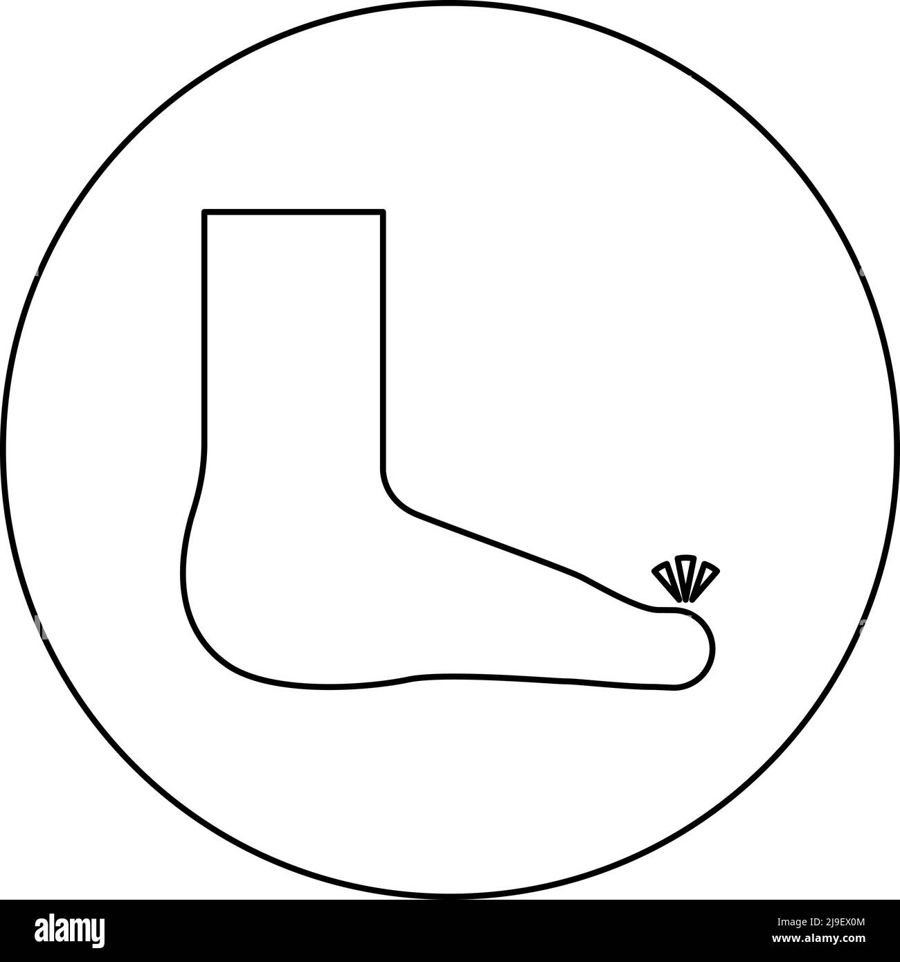 Foot finger care pedicure concept human ankle sole naked icon in circle