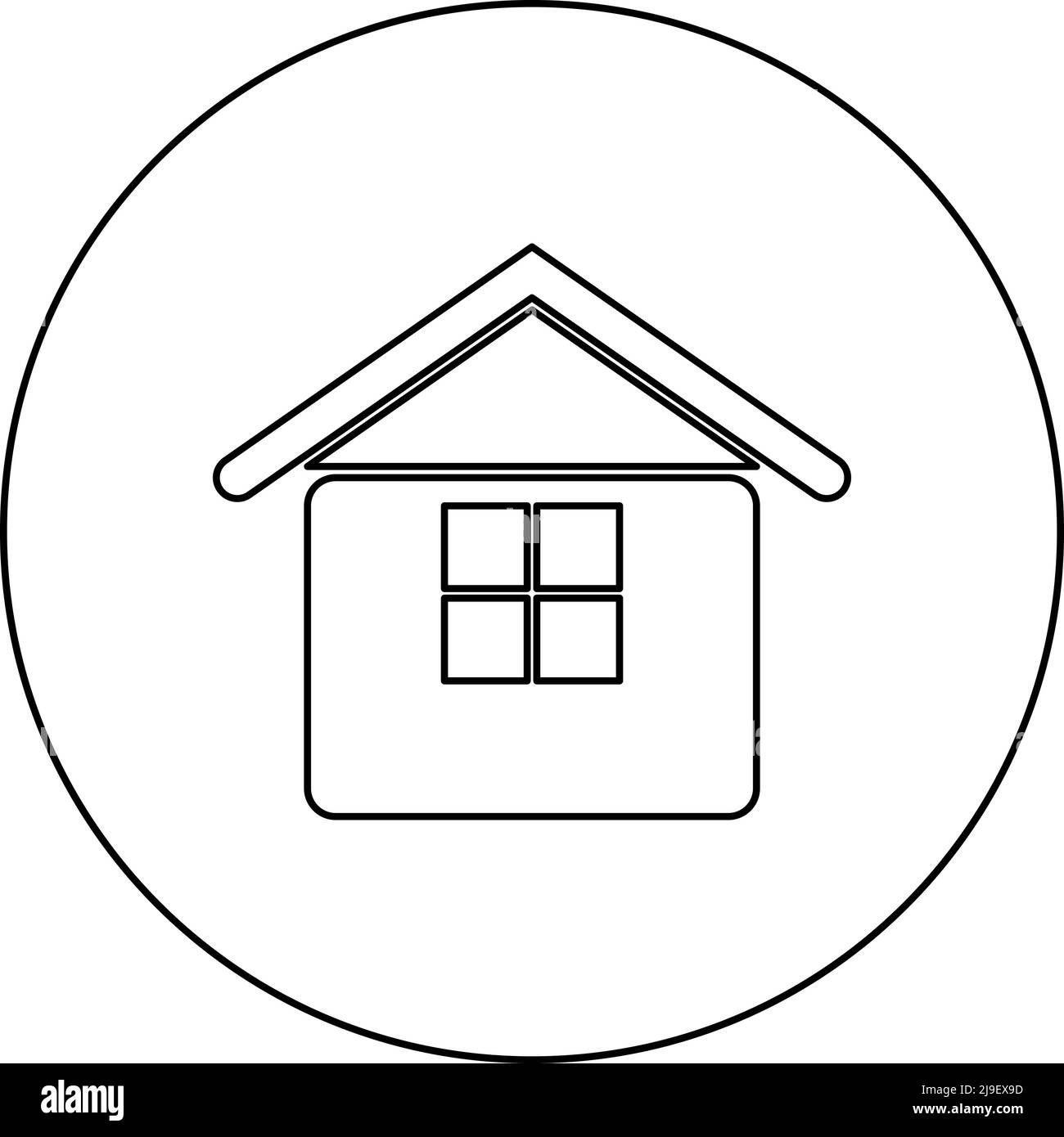 Home icon in circle round black color vector illustration image outline ...