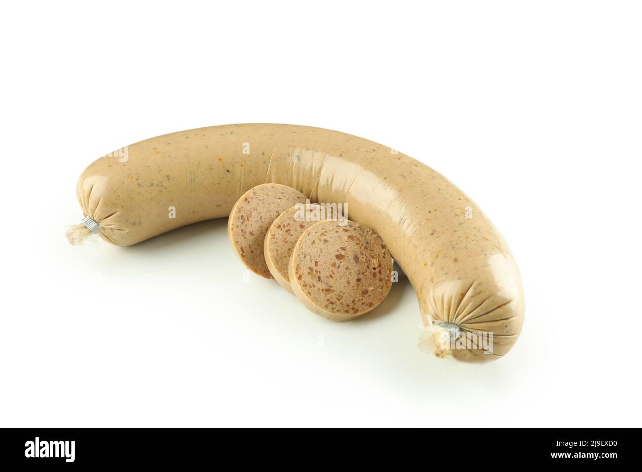 Tasty liverwurst sausage isolated on white background Stock Photo Alamy