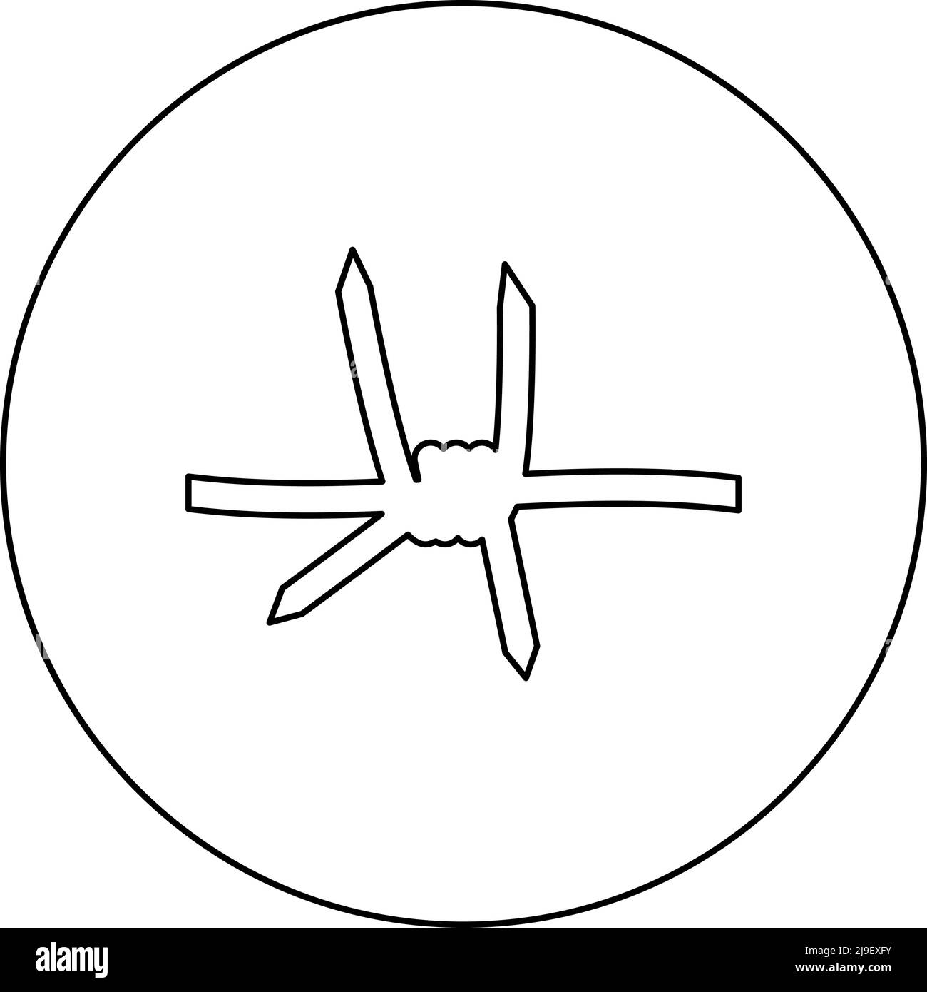 Barbed wire icon in circle round black color vector illustration image ...