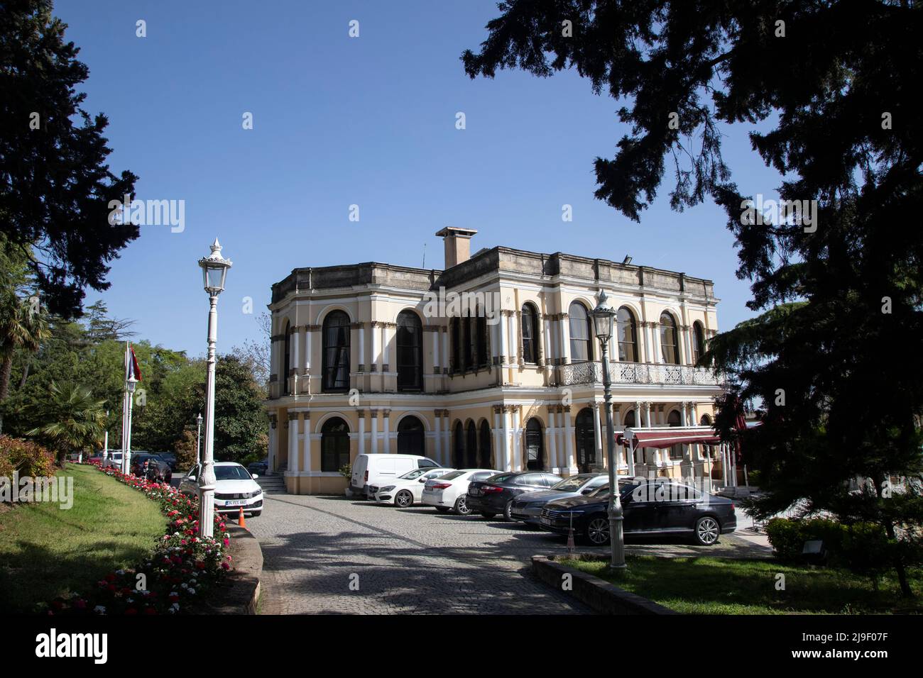 Istanbul,Turkey - 04-27-2022:View of the historic Malta Mansion building.Built in 1871.It was built with stones brought from the island of Malta. Stock Photo