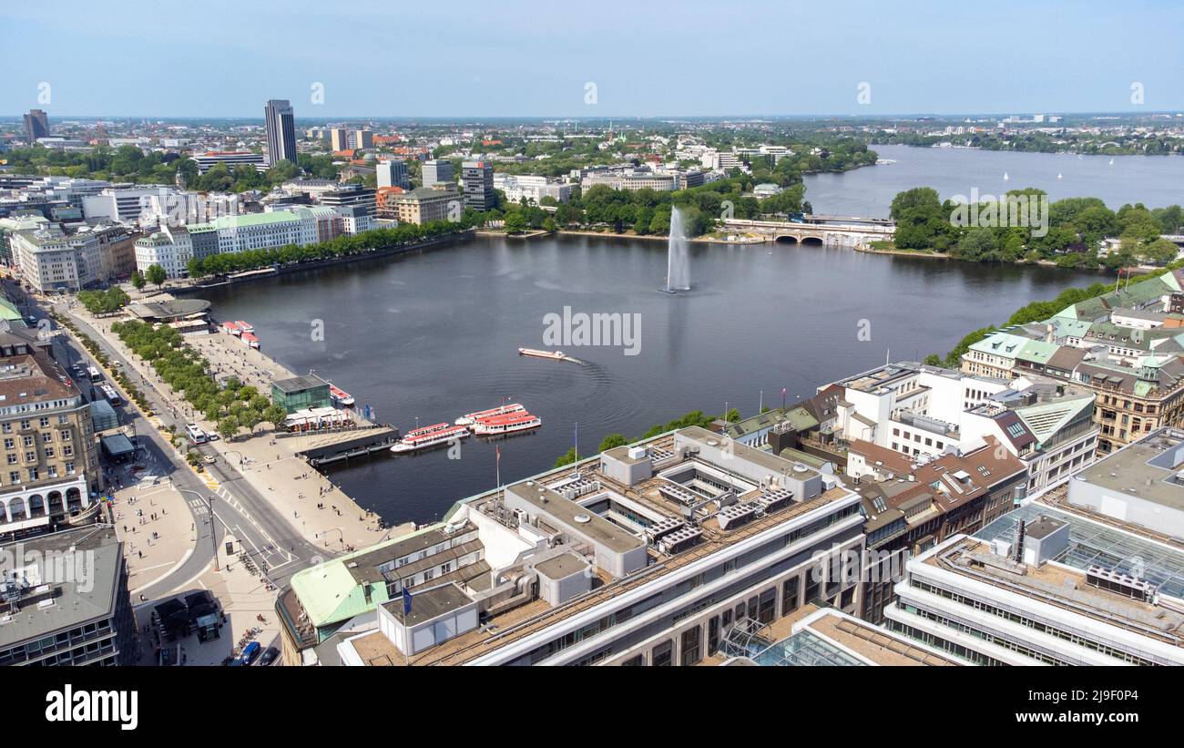 Binnenalster, or Inner Alster Lake, Hamburg, Germany Stock Photo