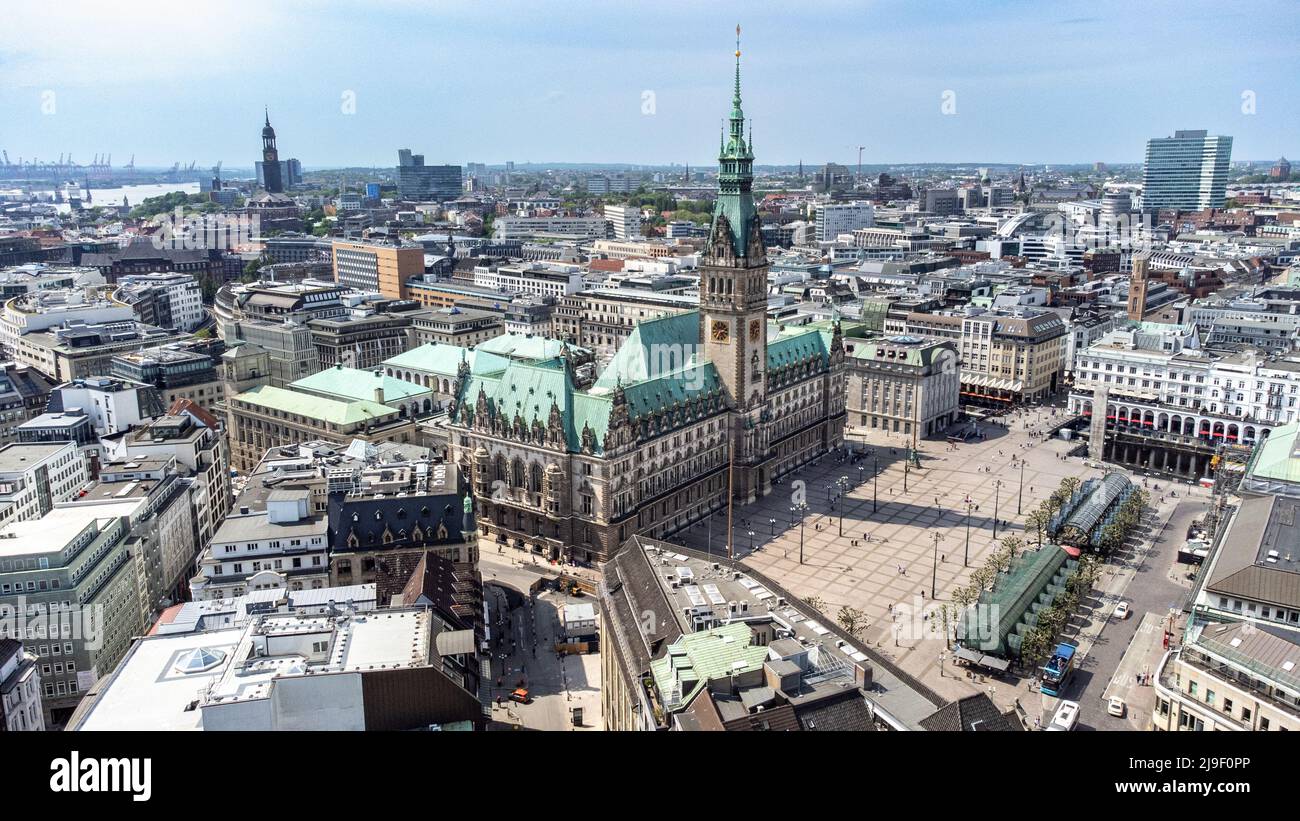 City or Town Hall, Townhall Rathaus, Hamburg, Germany Stock Photo