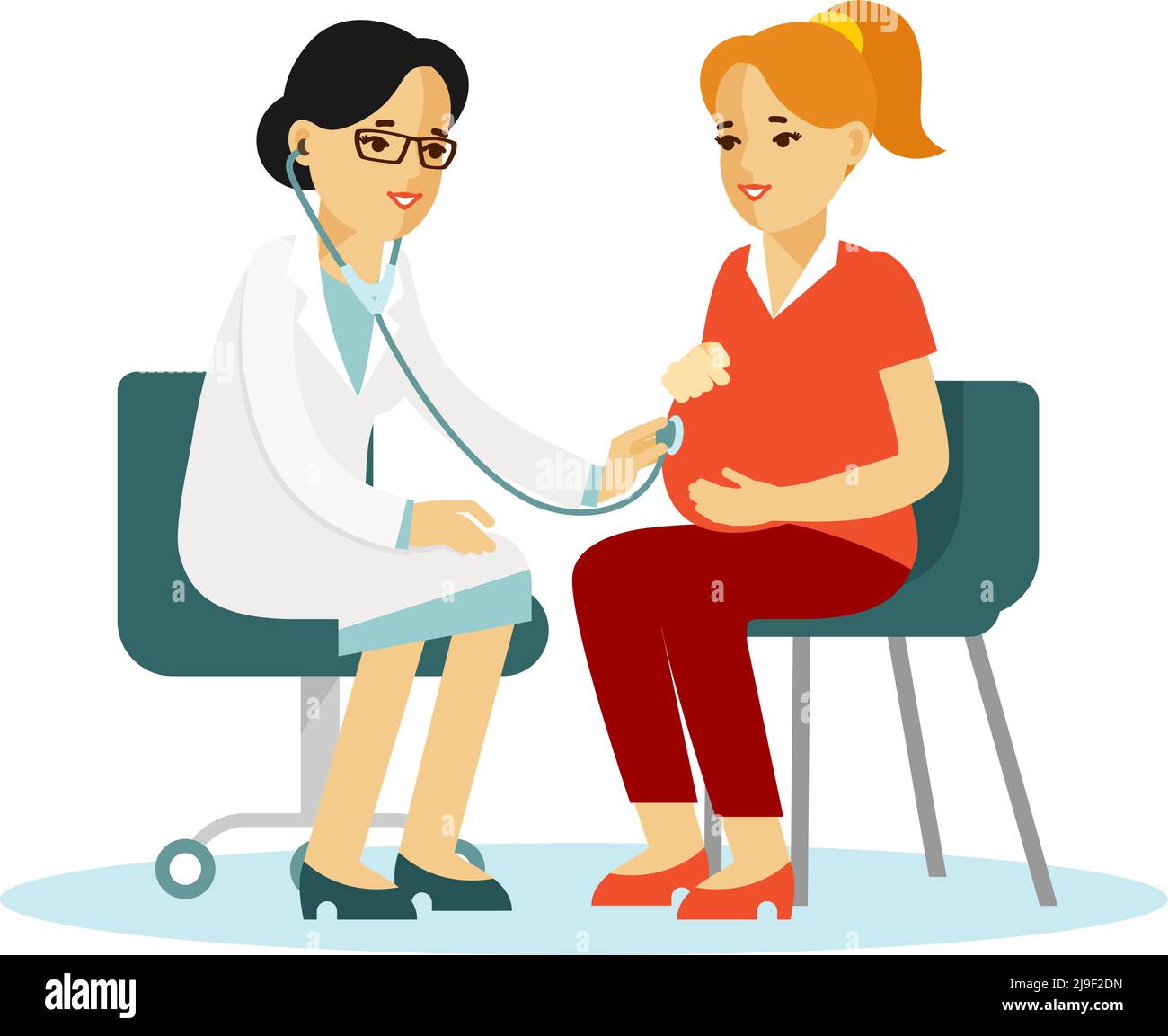 Doctor doing medical examination of pregnant with stethoscope