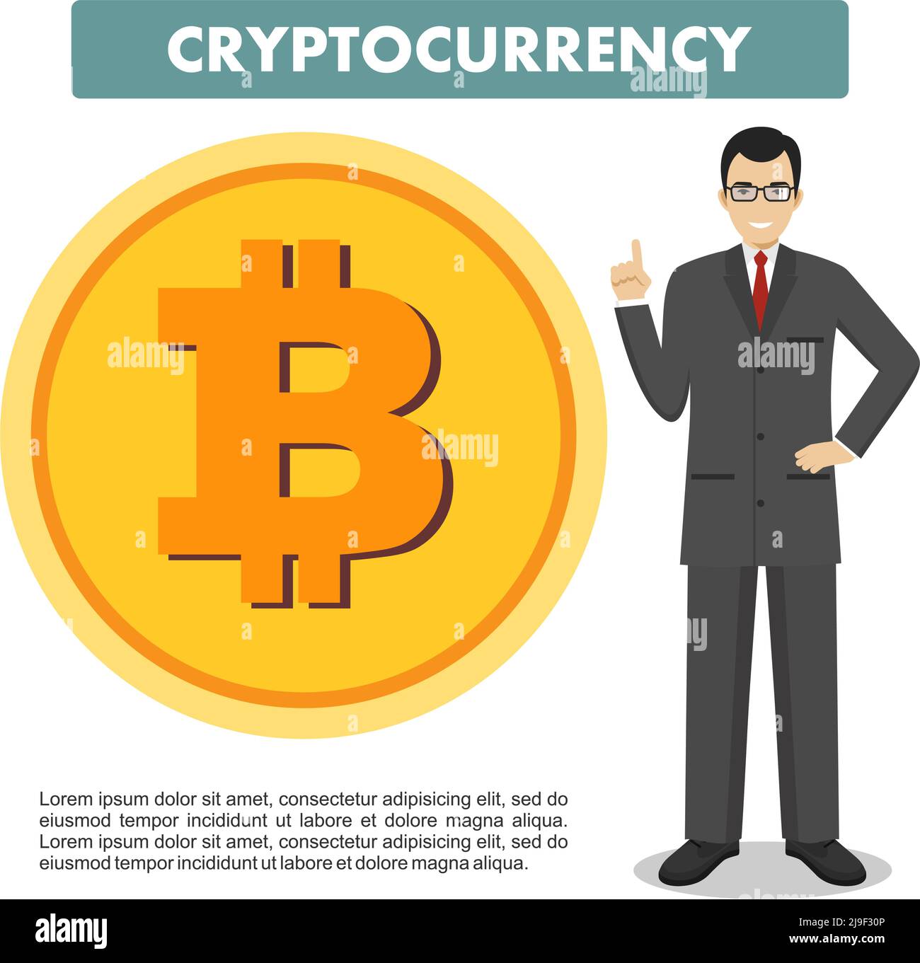 Businessman with coin of bitocin sign. Bitcoin sign, digital currency,  cryptocurrency, electronic money. Cryptocurrency concept Stock Vector Image  & Art - Alamy