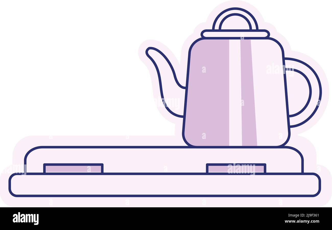 Kettle and electric range semi flat color vector element Stock Vector