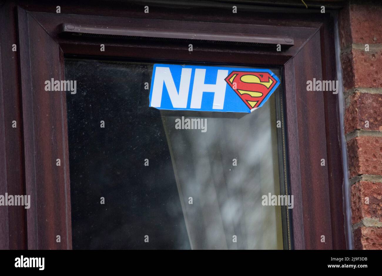 nhs superman sticker, england Stock Photo