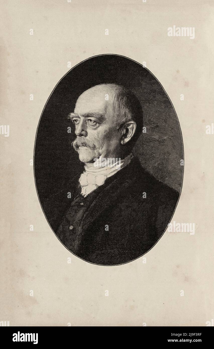 Portrait of Otto von Bismarck. 19th century Otto, Prince of Bismarck, Count of Bismarck-Schönhausen, Duke of Lauenburg (1815–1898) was a conservative Stock Photo