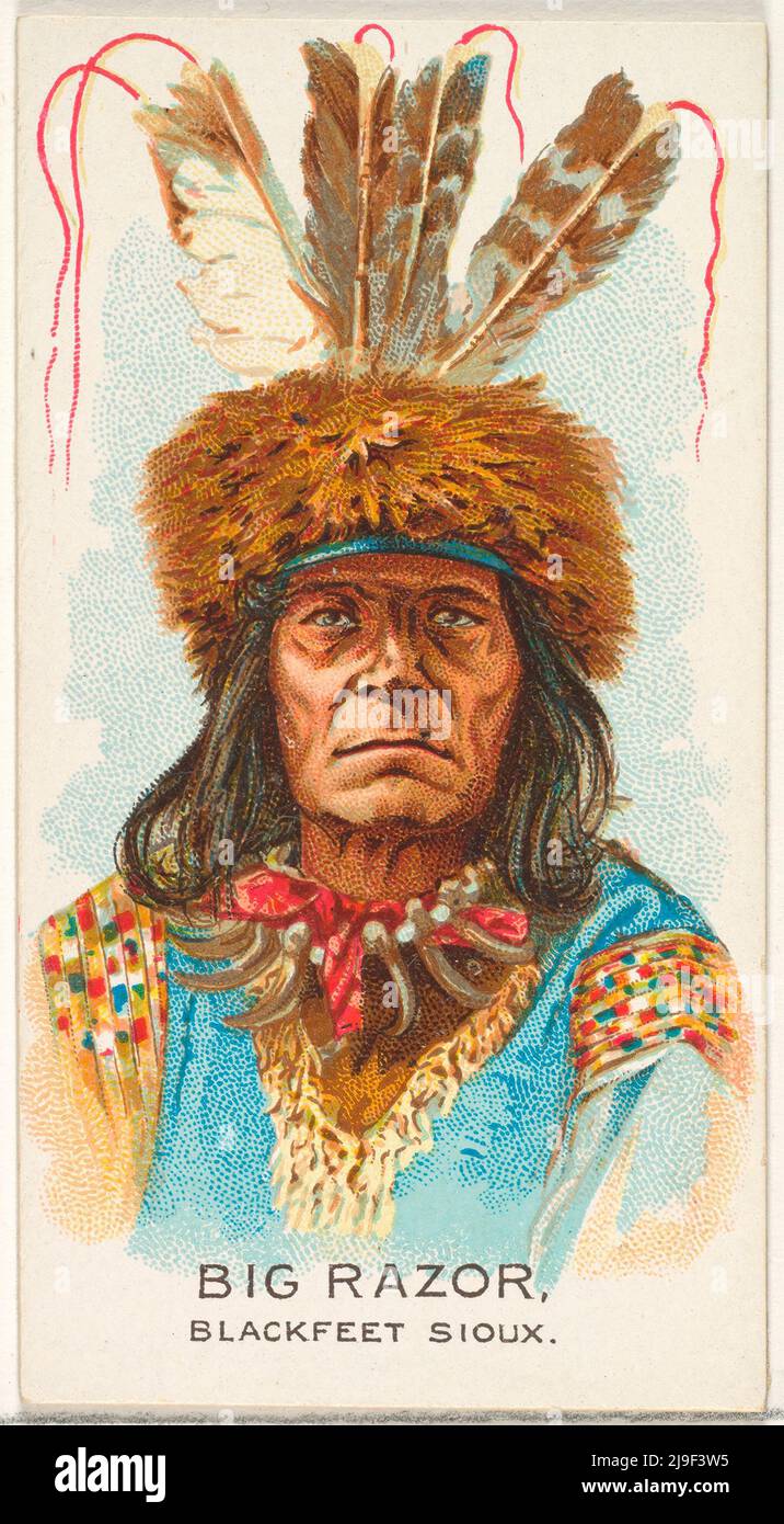 Big Razor, Blackfeet Sioux, from the American Indian Chiefs series (N2) for Allen & Ginter Cigarettes Brands 1888 Trade cards from the 'American India Stock Photo