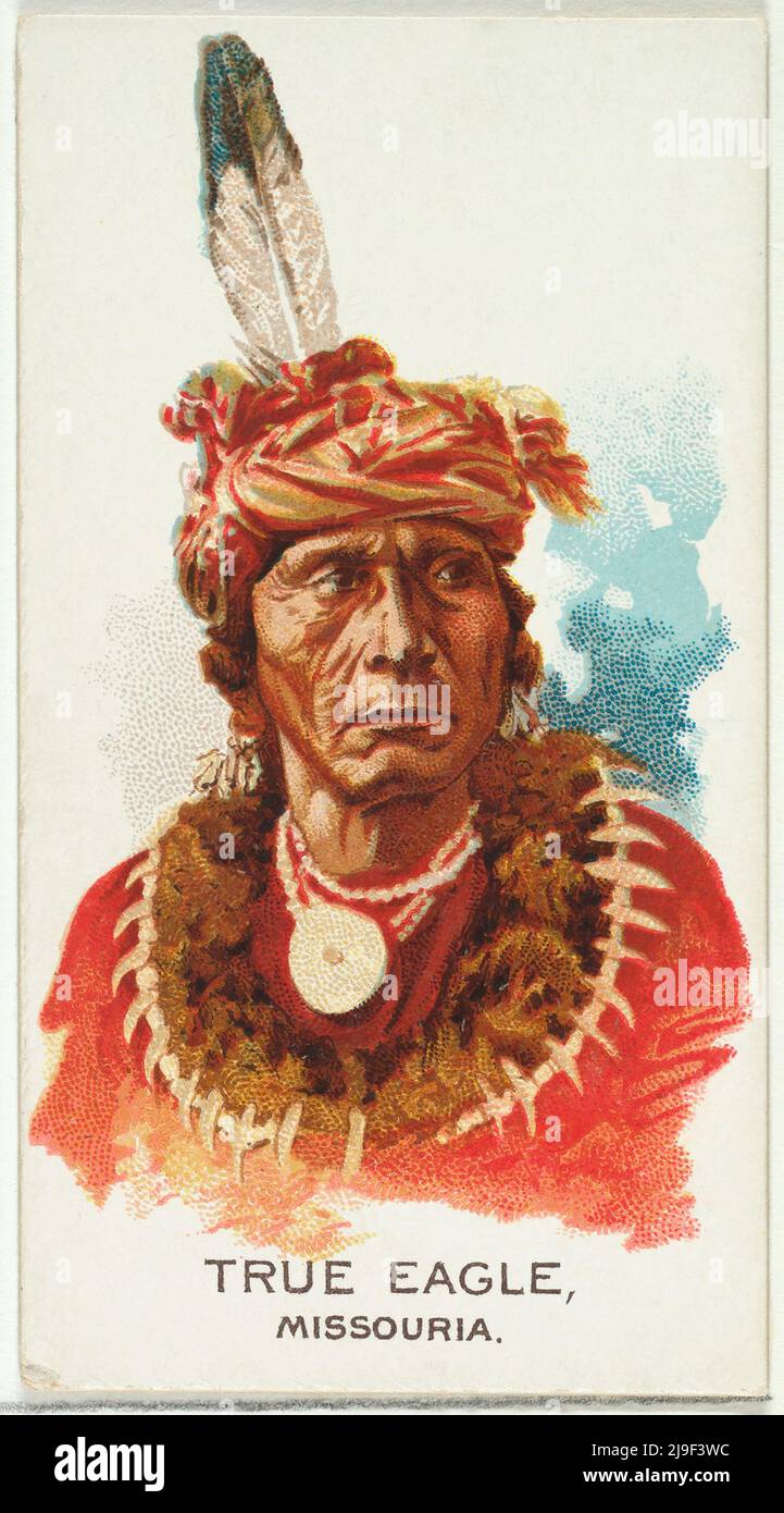 True Eagle, Missouria, from the American Indian Chiefs series (N2) for Allen & Ginter Cigarettes Brands 1888 Trade cards from the 'American Indian Chi Stock Photo