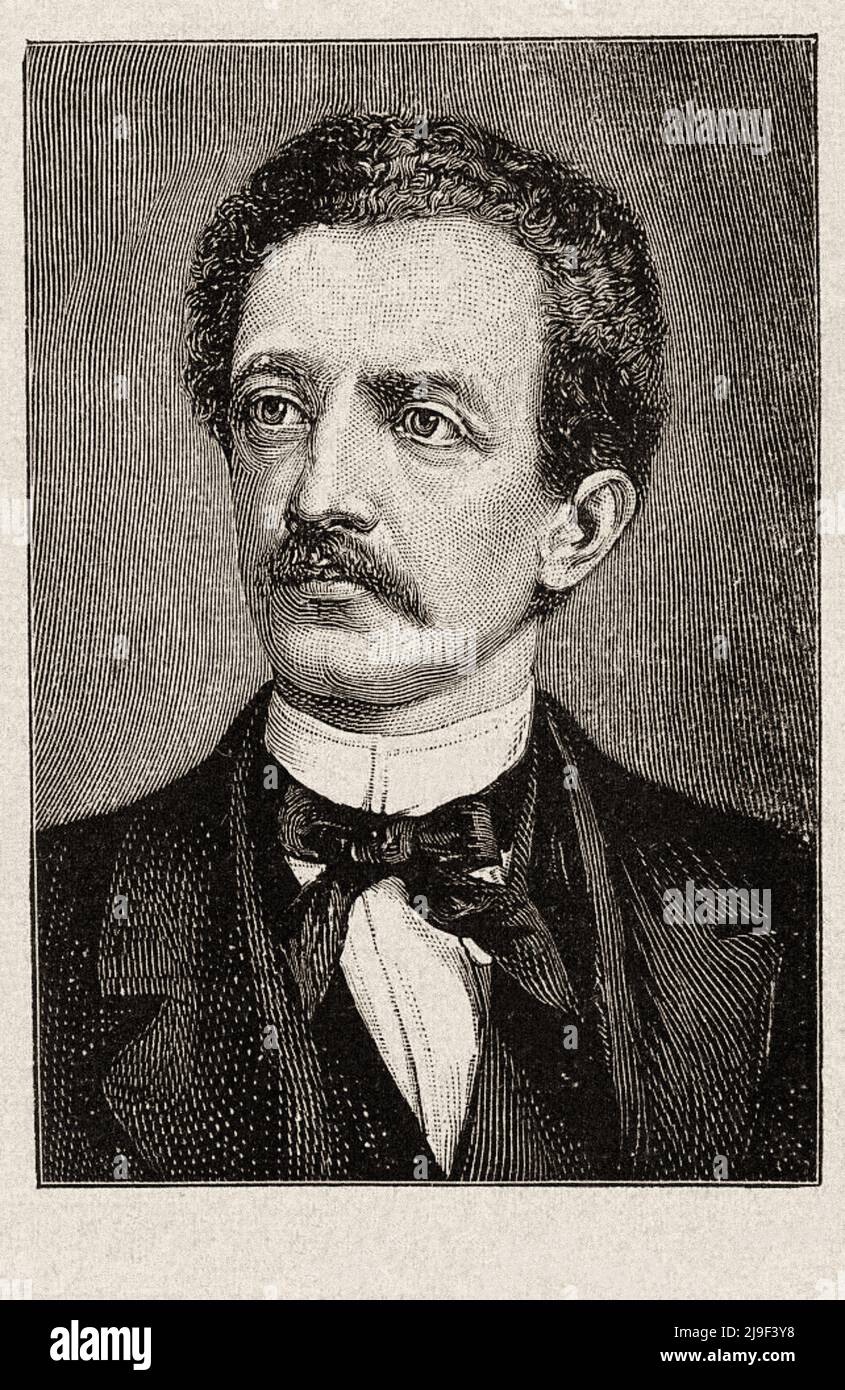 19th-century lithograph of Ferdinand Lassalle. Ferdinand Lassalle (1825 – 1864) was a Prussian-German jurist, philosopher, socialist and political act Stock Photo