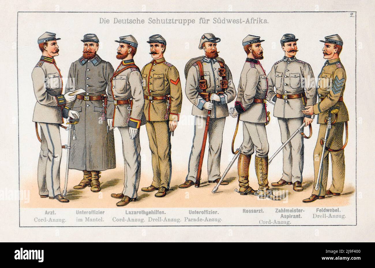 19th century vintage illustration of the Imperial Schutztruppe for German South West Africa. 1894 German army doctor in parade dress uniform, German s Stock Photo