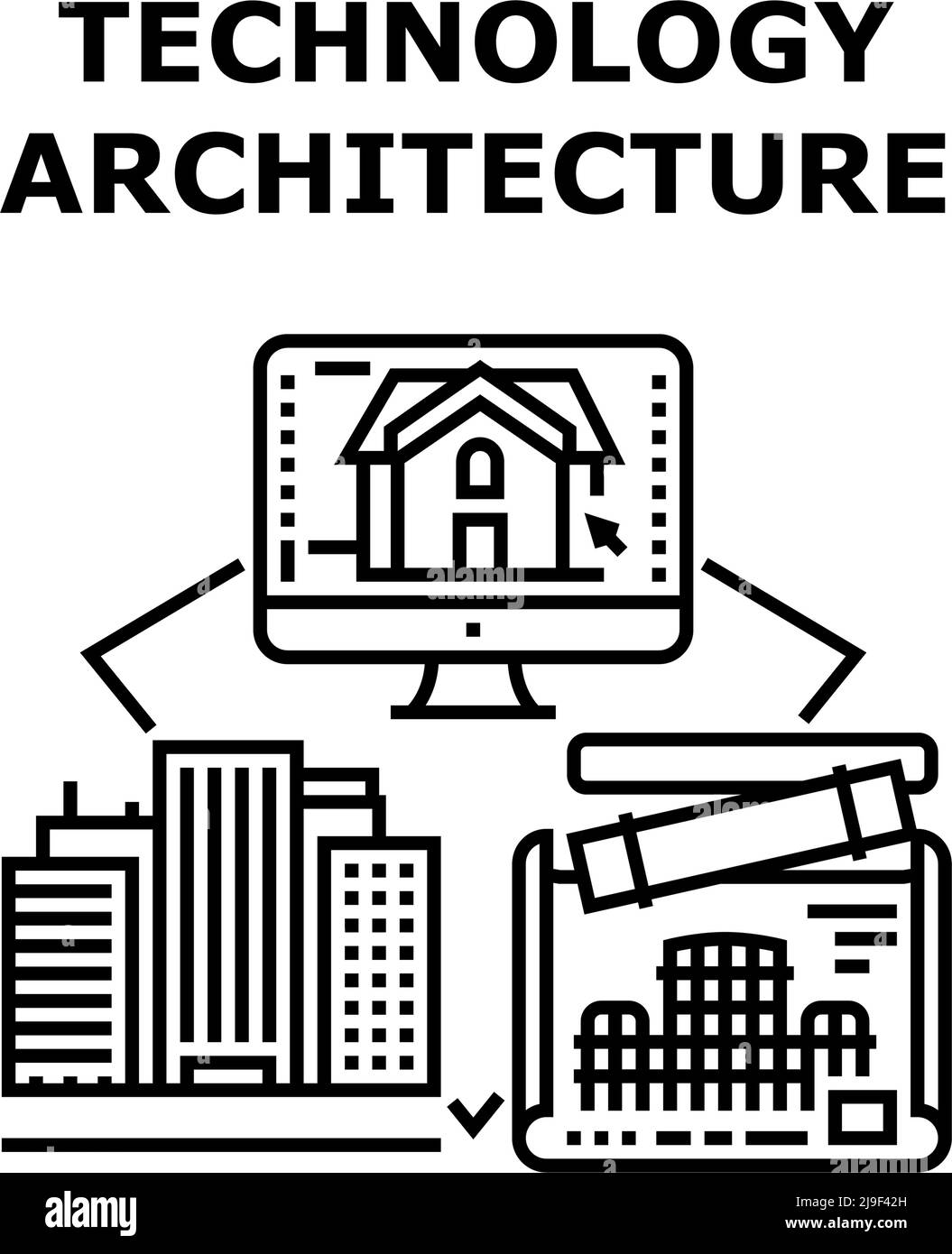 Technology Architecture Vector Color Illustration Stock Vector Image ...