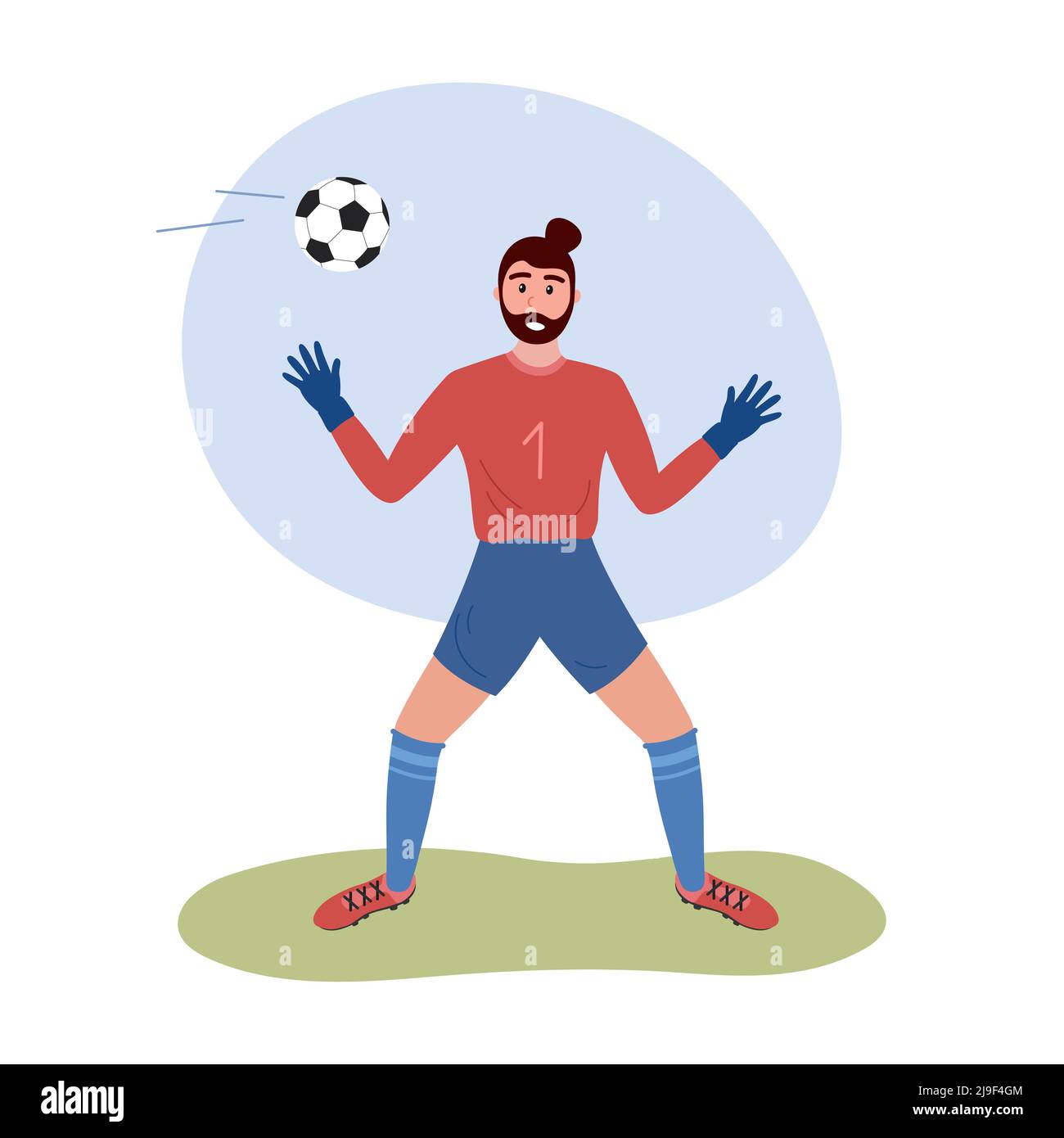 Football goalkeeper isolated. Soccer goalie player stnding and catching