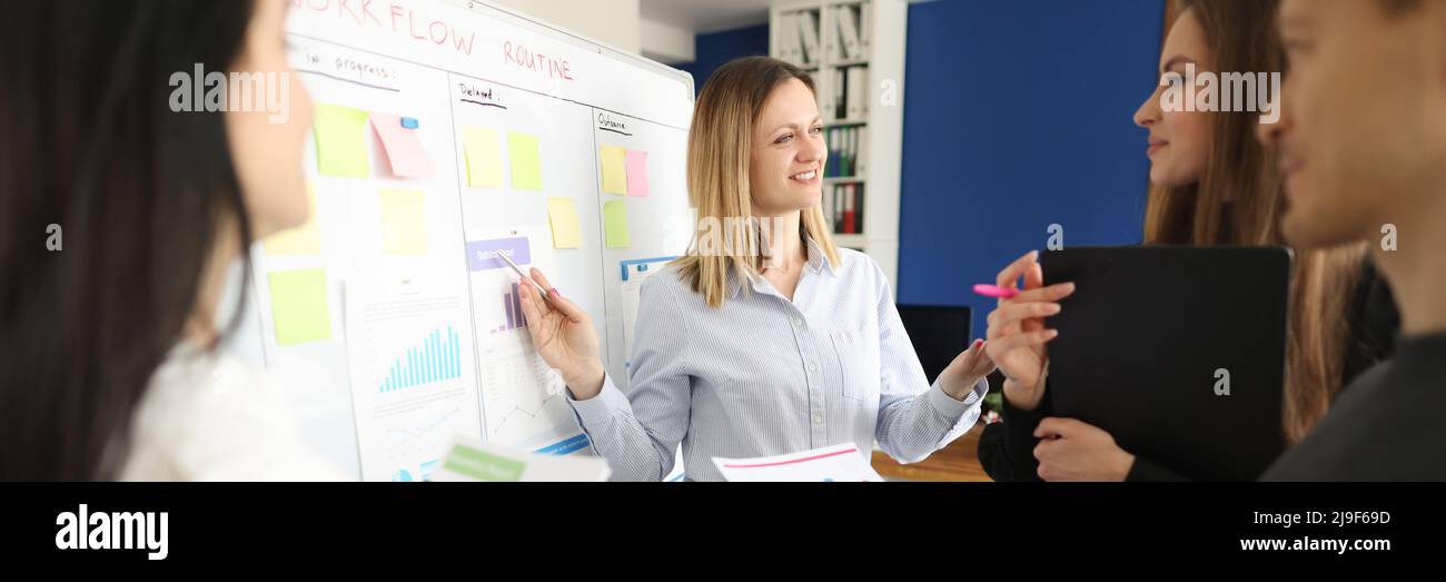 Processing Female Employee Infographic business process workflow project hi-res stock photography ...