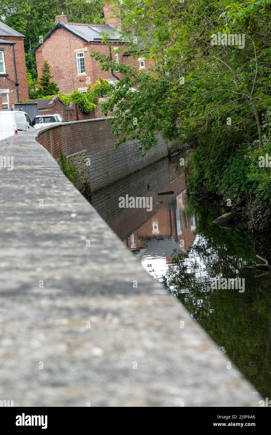 Flood defences on the river Ouseburn. Newcastle upon Tyne, UK. protecting nearby houses and roads. Stock Photo