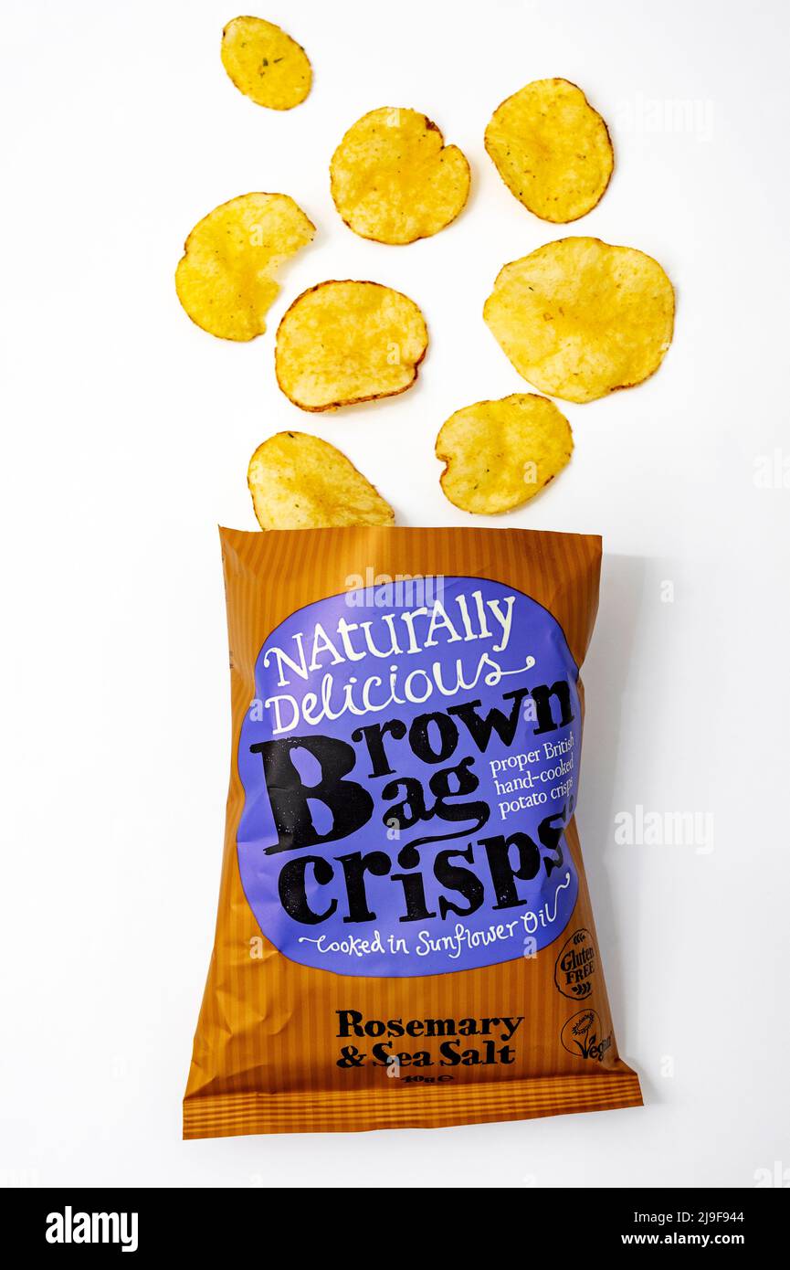 Naturally Delicious Brown Bag Crisps Stock Photo