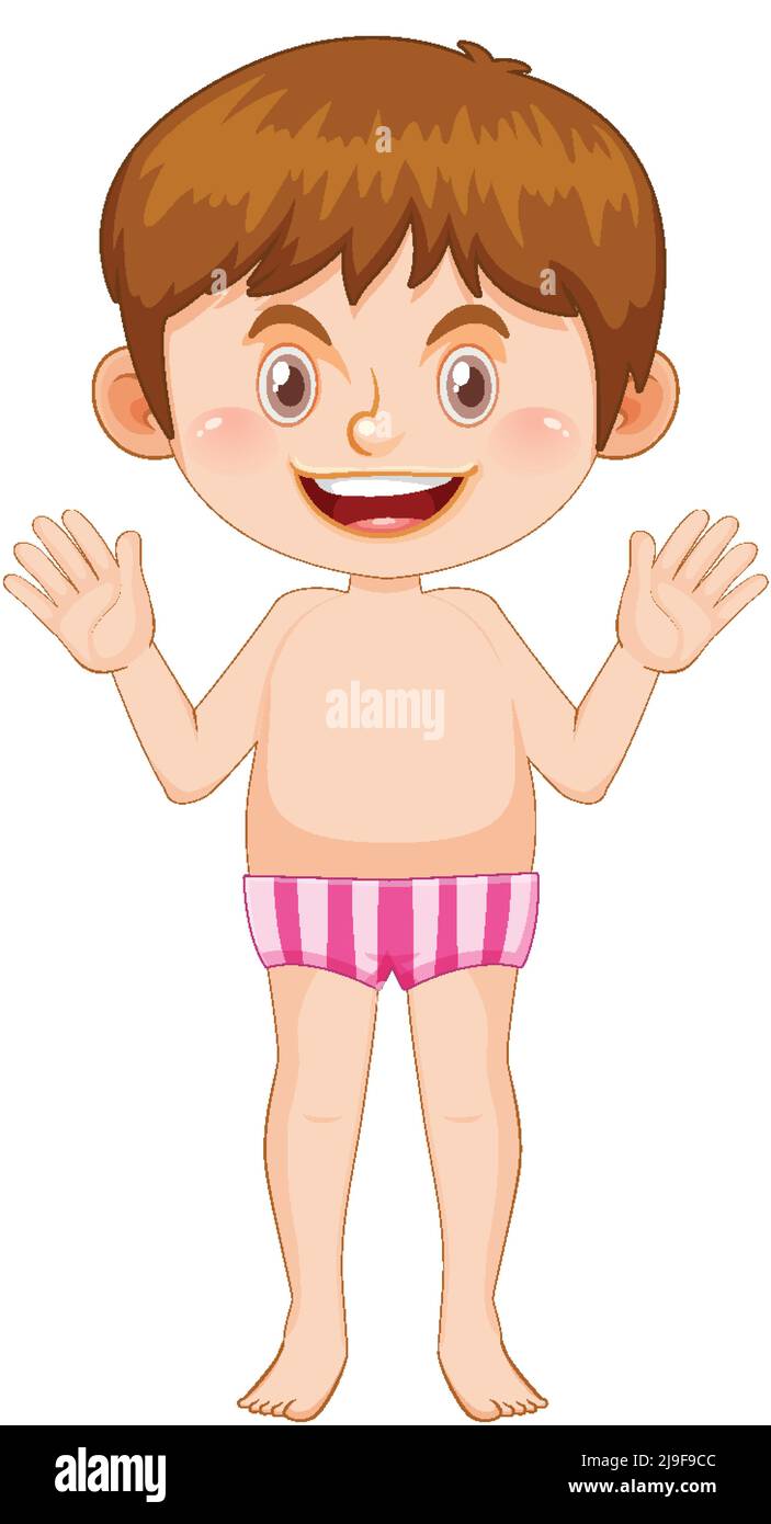 Boy wearing swimming suit cartoon character illustration Stock Vector ...