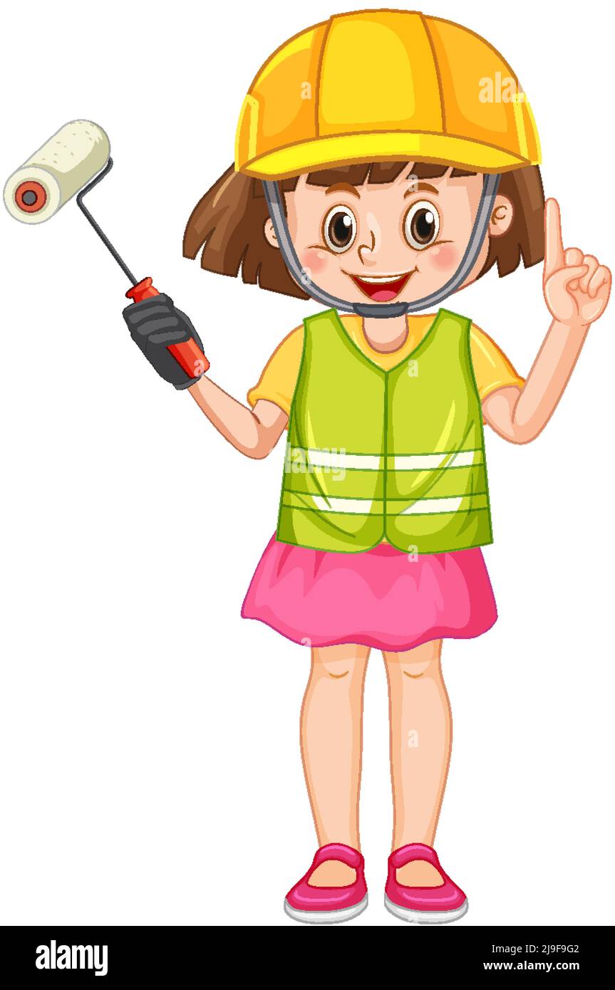 A girl wearing construction worker illustration Stock Vector Image ...