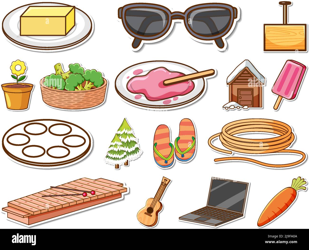 Sticker set of mixed daily objects illustration Stock Vector Image ...