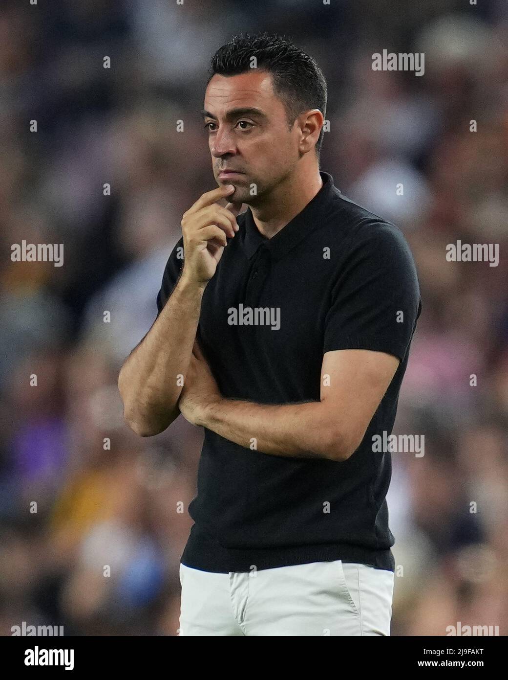 Barcelona, Spain. 22nd May, 2022. FC Barcelona head coach Xavi Hernandez during the La Liga match between FC Barcelona and Villarreal CF played at Camp Nou Stadium on May 22, 2022 in Barcelona, Spain. (Photo by Pressinphoto / Icon Sport) Credit: PRESSINPHOTO SPORTS AGENCY/Alamy Live News Stock Photo