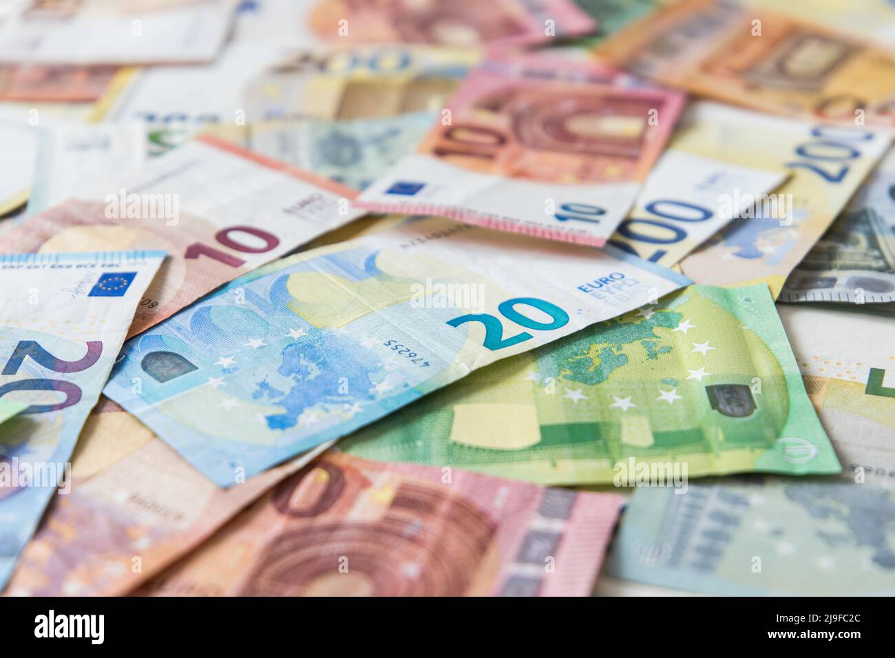 Lots of different Euro banknotes shown as a mess Stock Photo