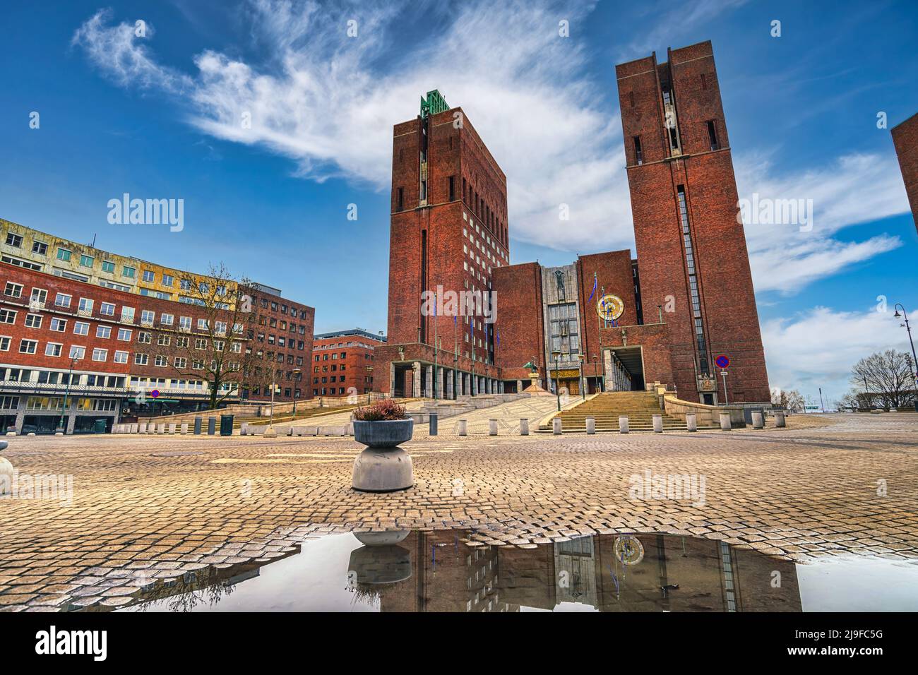 Oslo Norway, city skyline at Oslo City Hall Stock Photo