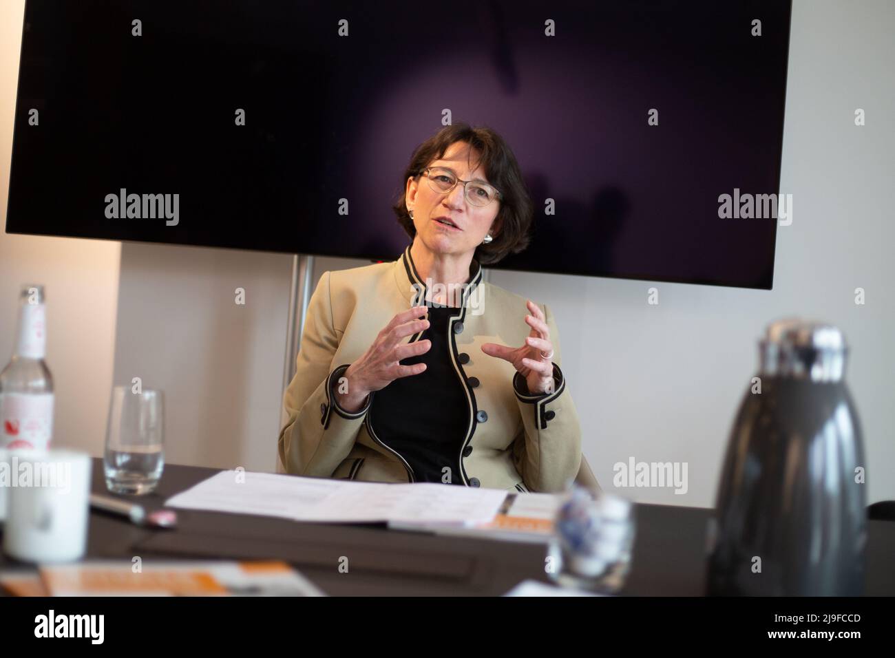 Munich, Germany. 23rd May, 2022. Michaela Pichlbauer at the press conference on the topic of the commerce in the cities and towns in Munich, Germany on May 23rd, 2022. (Photo by Alexander Pohl/Sipa USA) Credit: Sipa USA/Alamy Live News Stock Photo