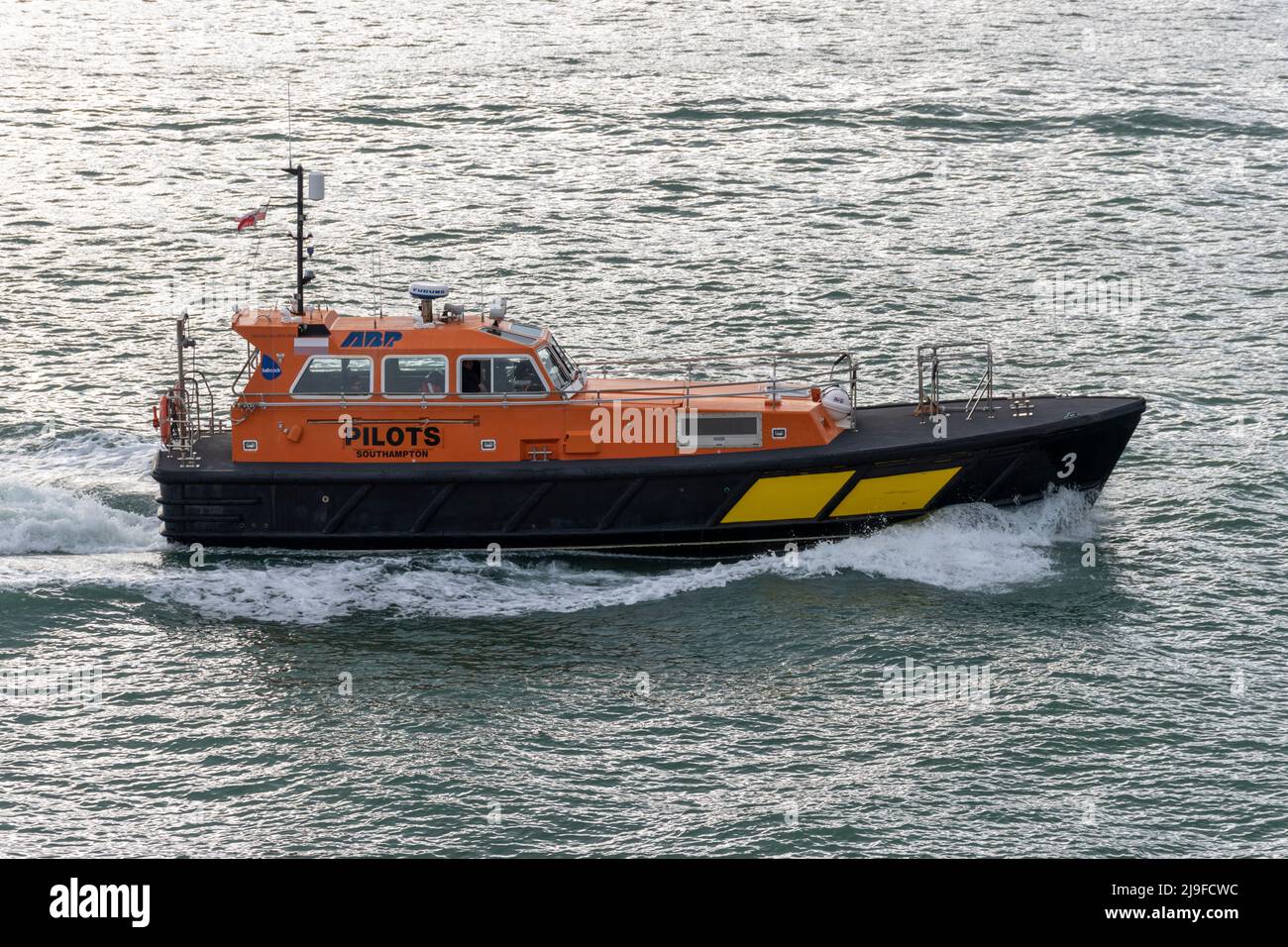 Associated British Ports Halmatic Nelson pilot boat entering Portsmouth Harbour Stock Photo