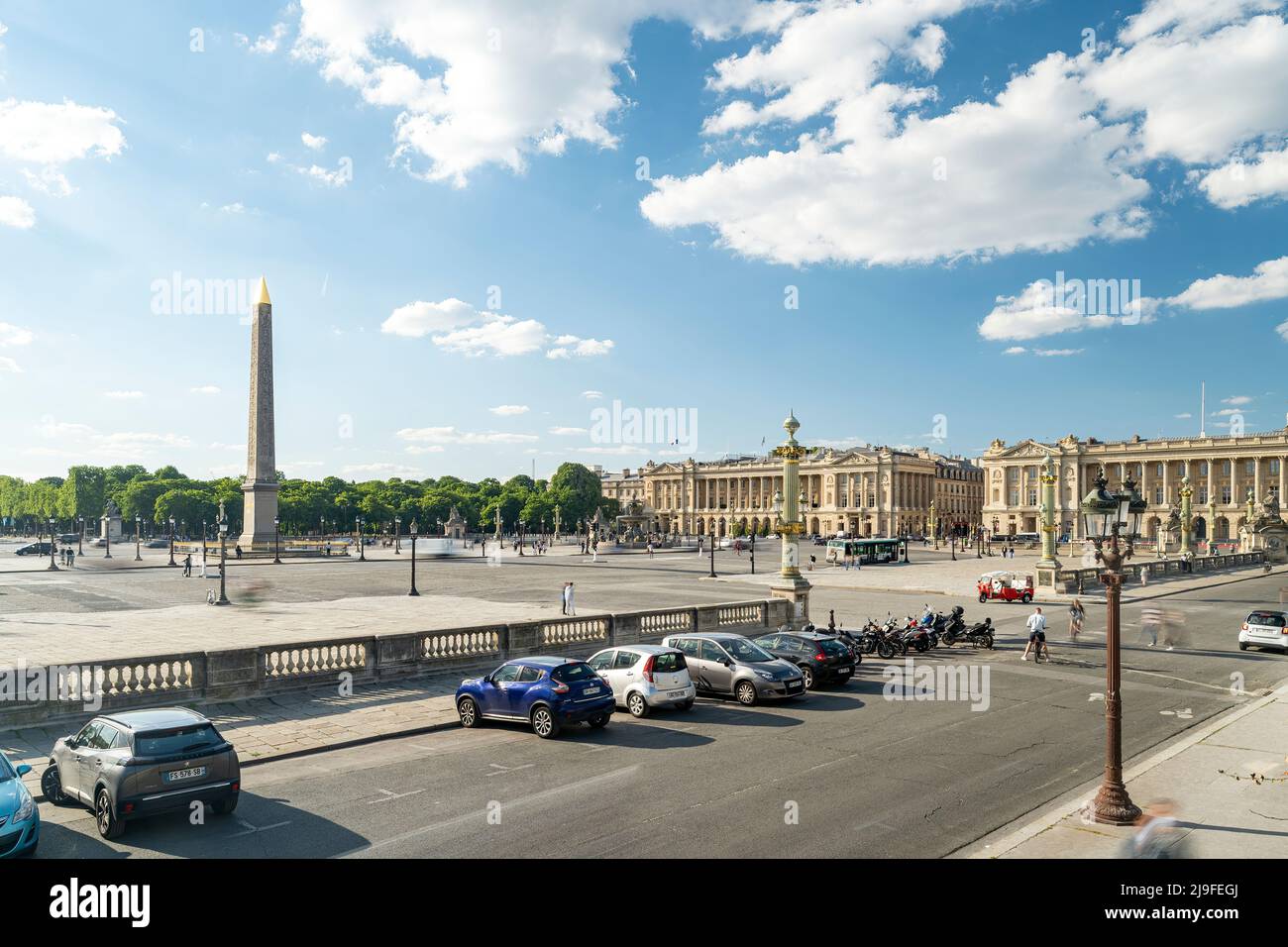 The Place de la Concorde (from 1755) - one of major and largest public squares in French capital. Stock Photo