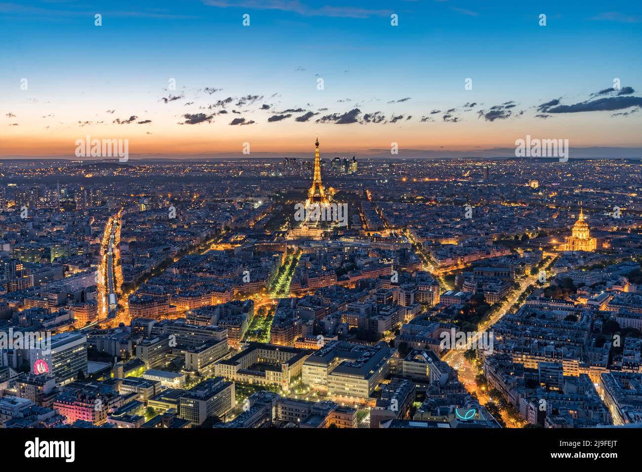 Panoramic view of Paris with the Eiffel tower Stock Photo
