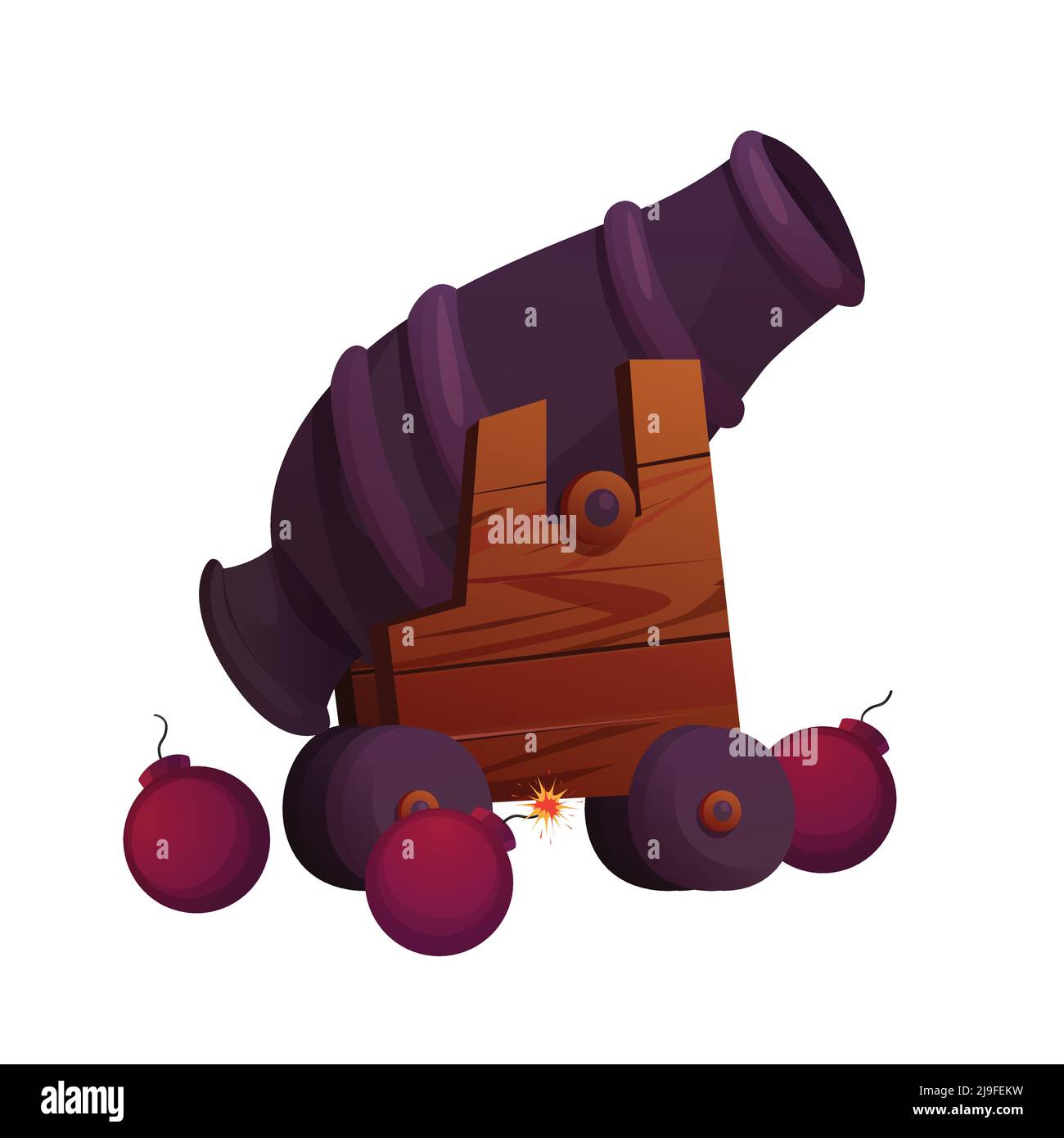 Cannon cartoon vector illustration. Ancient weapon. Stock Vector