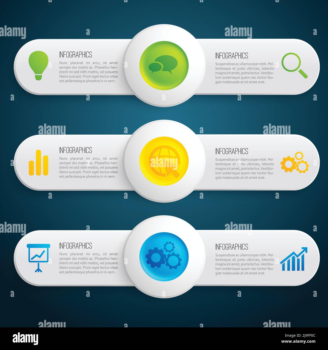Business information infographic horizontal banners with text colorful ...