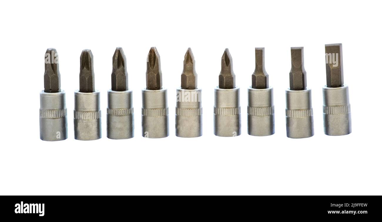 Image of a head screwdriver bit on a socket wrench Stock Photo