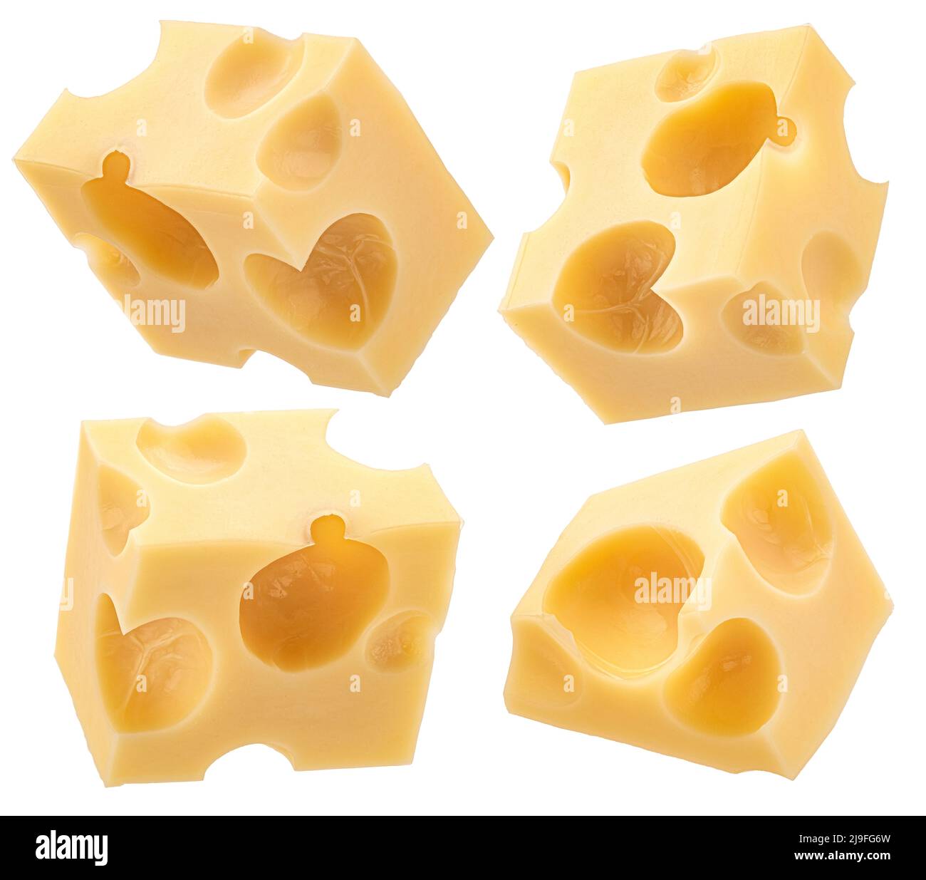 Swiss cheese cubes isolated on white background Stock Photo Alamy