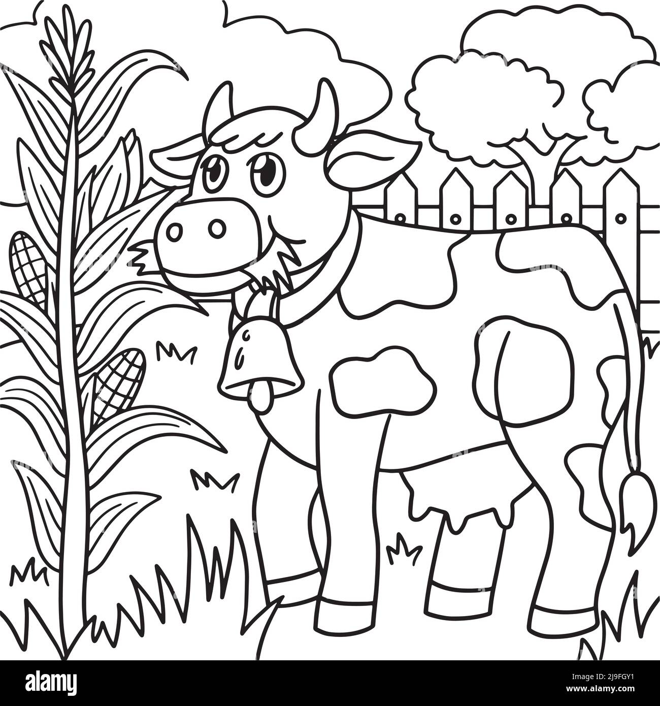 Cow Coloring Page for Kids Stock Vector Image & Art - Alamy