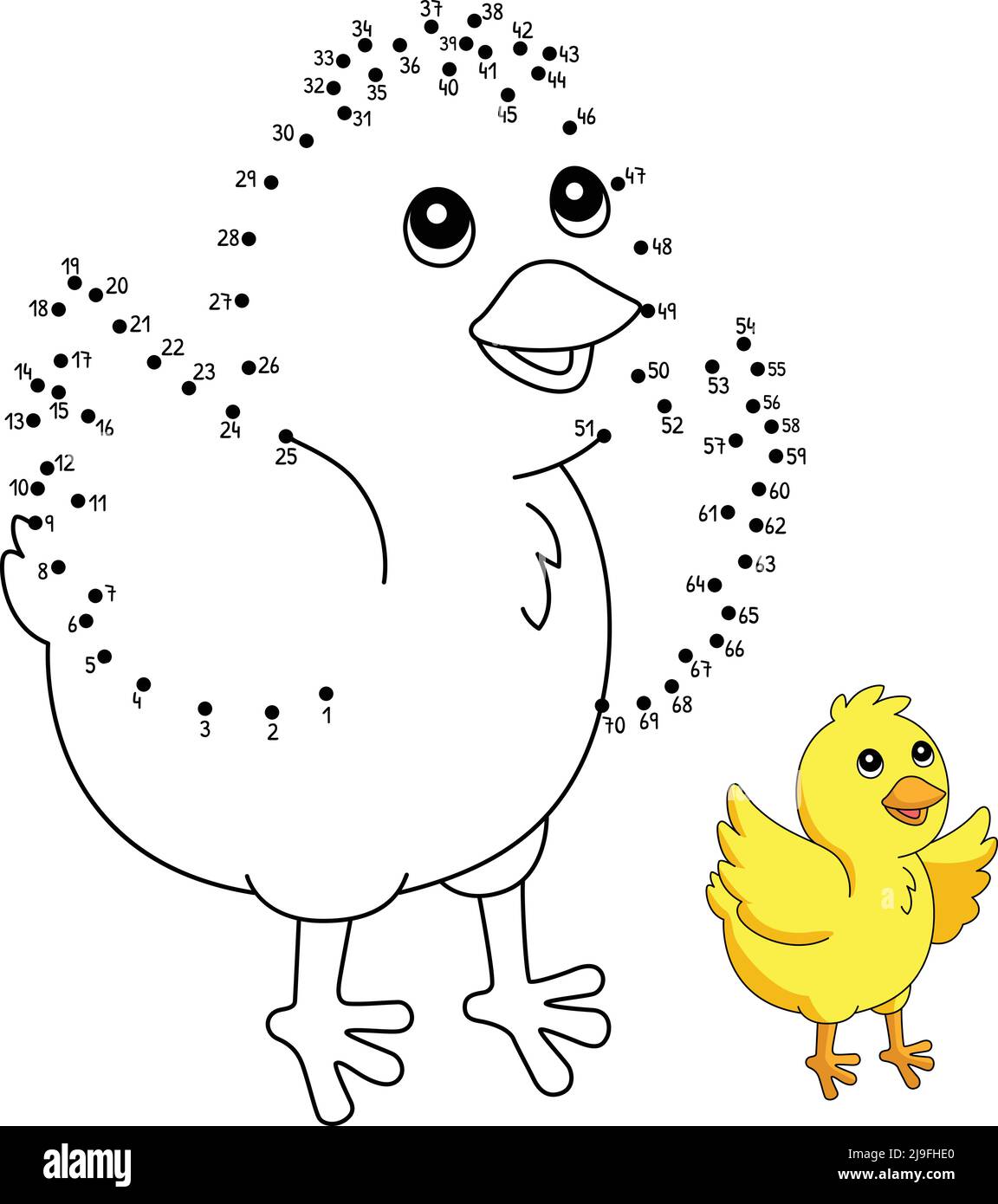 Dot to Dot Chick Coloring Page for Kids Stock Vector