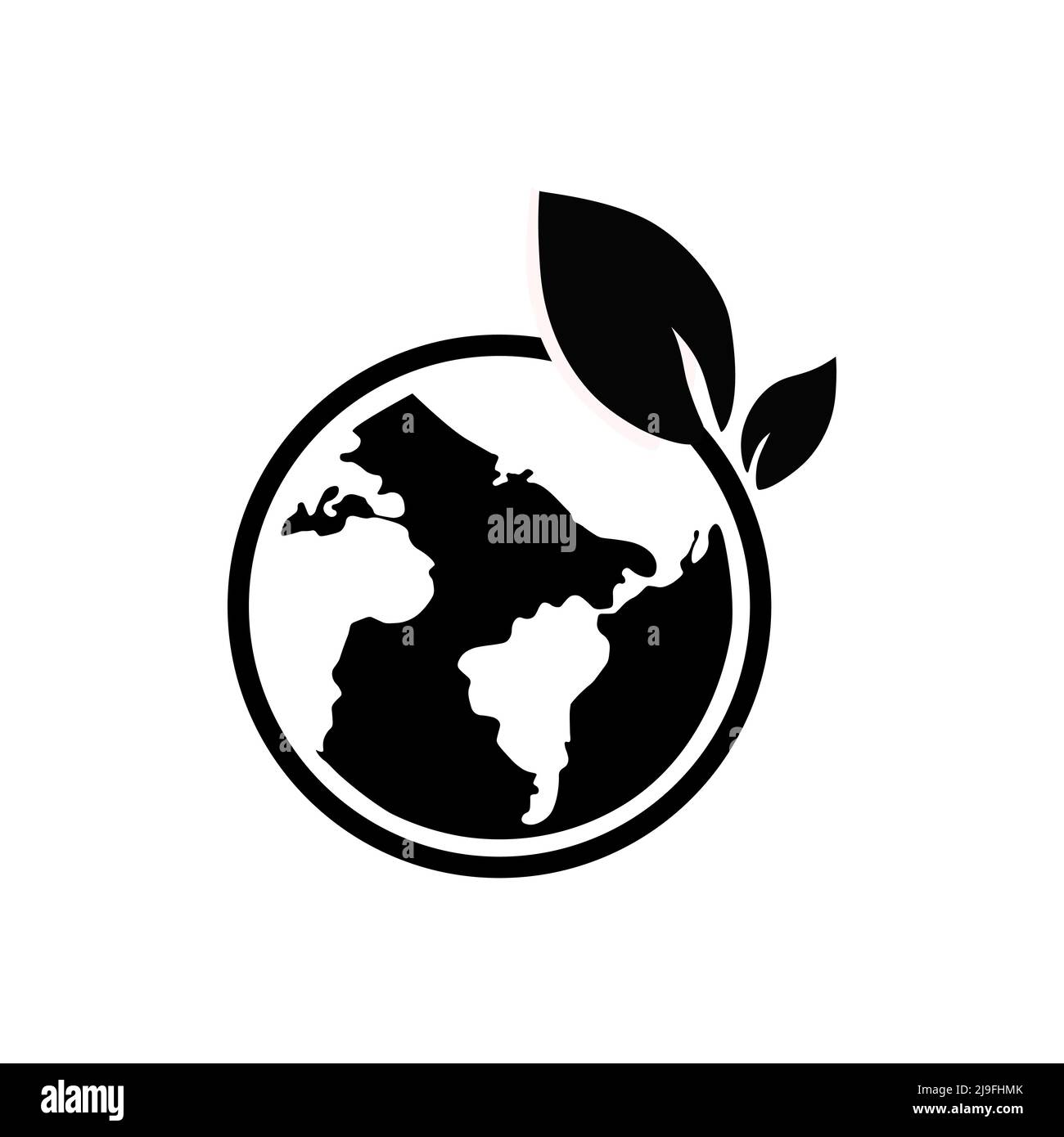 Globe and Leaf Icon. Ecology Element Vector Illustration. Stock Vector