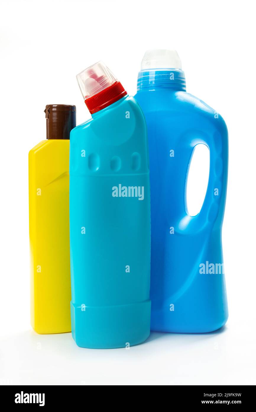 detergent bottles and chemical cleaning supplies isolated on white Stock Photo Alamy